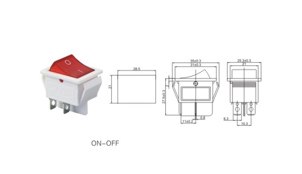 IC-104B Geniş Işıklı Anahtar ON-OFF BEYAZ KASA