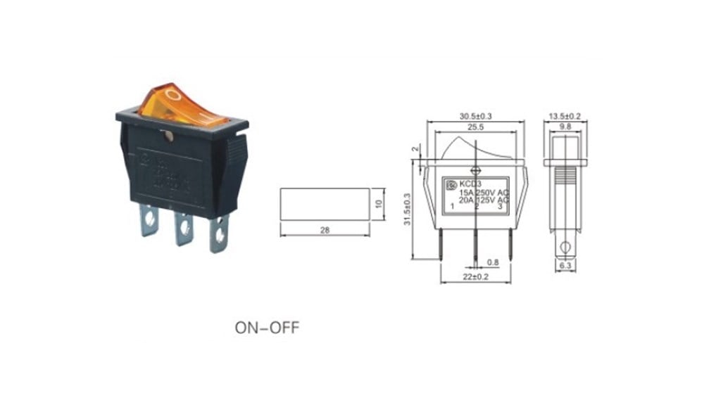 IC-113 Dar Işıklı Anahtar ON-OFF KCD3-101N