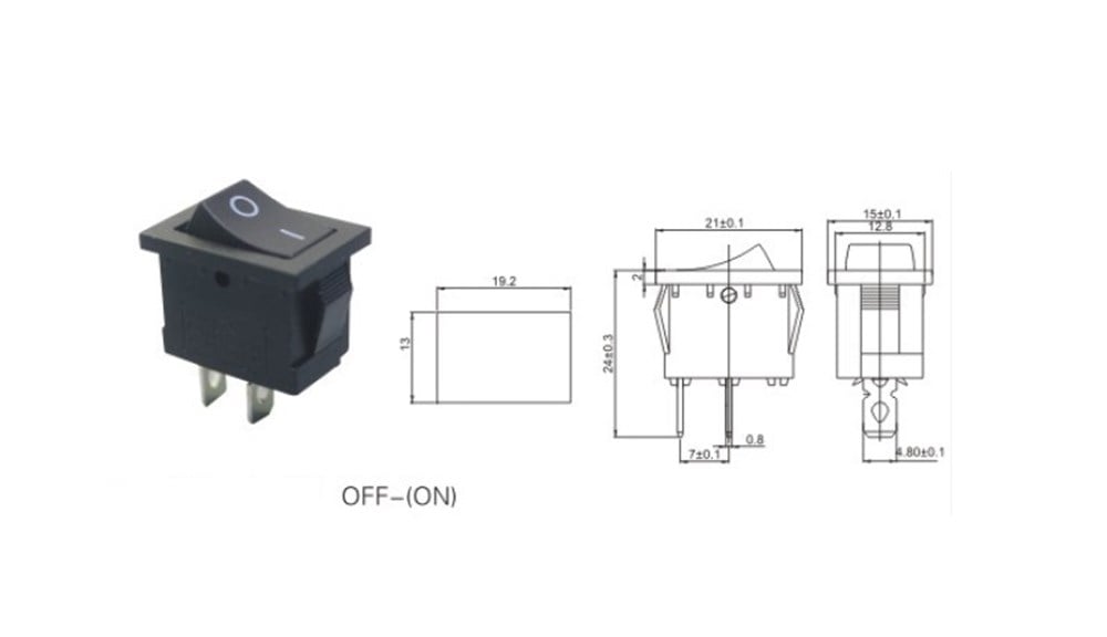IC-124 Mini Işıksız YAYLI Anahtar OFF-MOM 2P
