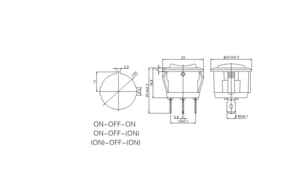 IC-134 Yuvarlak Işıksız Anahtar ON-OFF-ON 3P KCD1-5-103