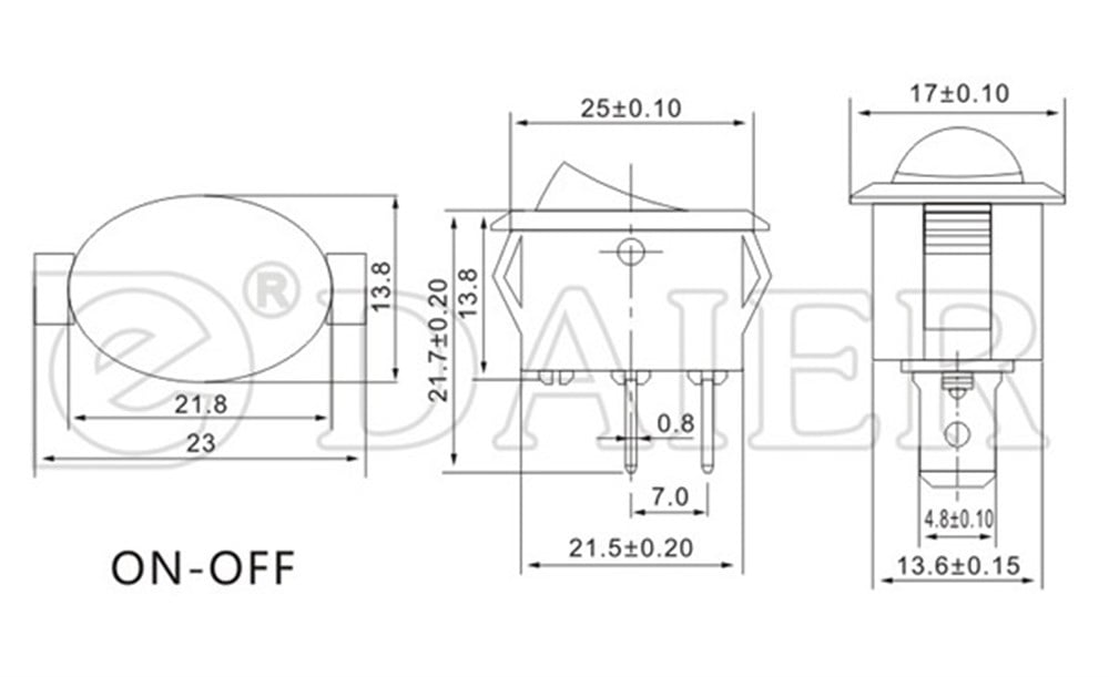 IC-134C Oval Işıksız Anahtar ON-OFF 2P