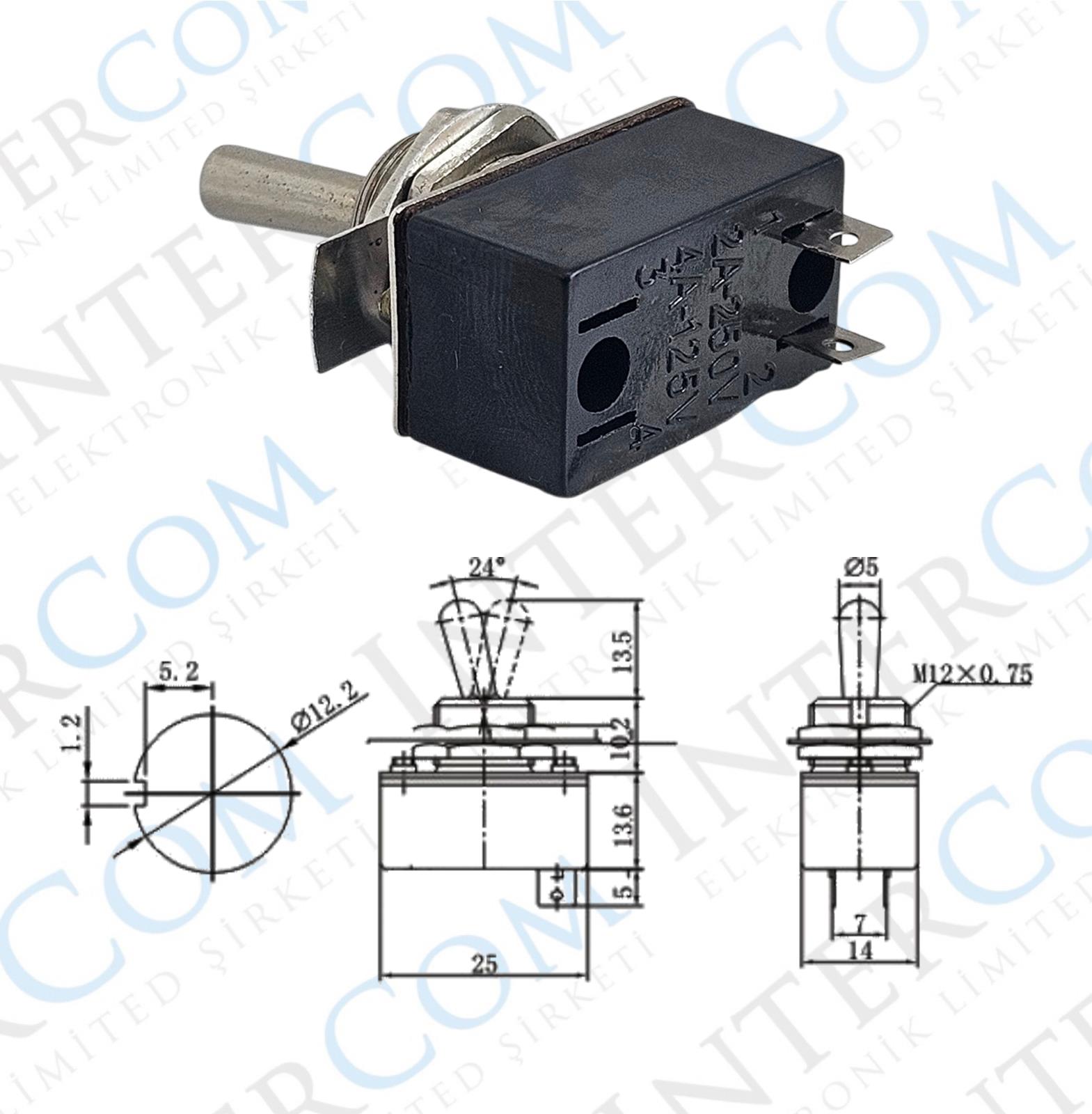 IC-149 Toggle Switch 2P ON-OFF Ø12mm KN3-1