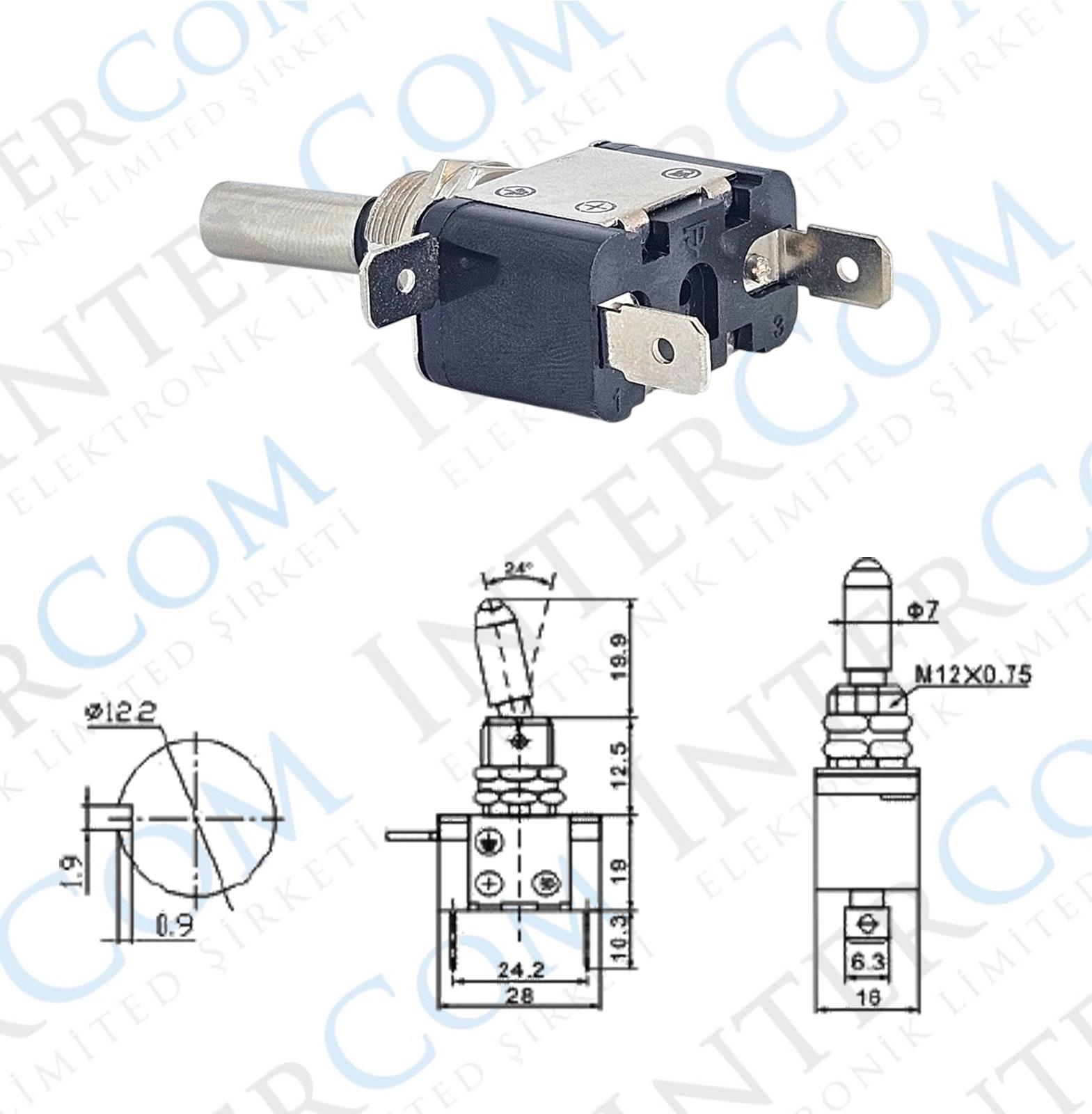 IC-151A Toggle Switch ON-OFF Işıklı - 12Volt DC 20Amper ASW-07D