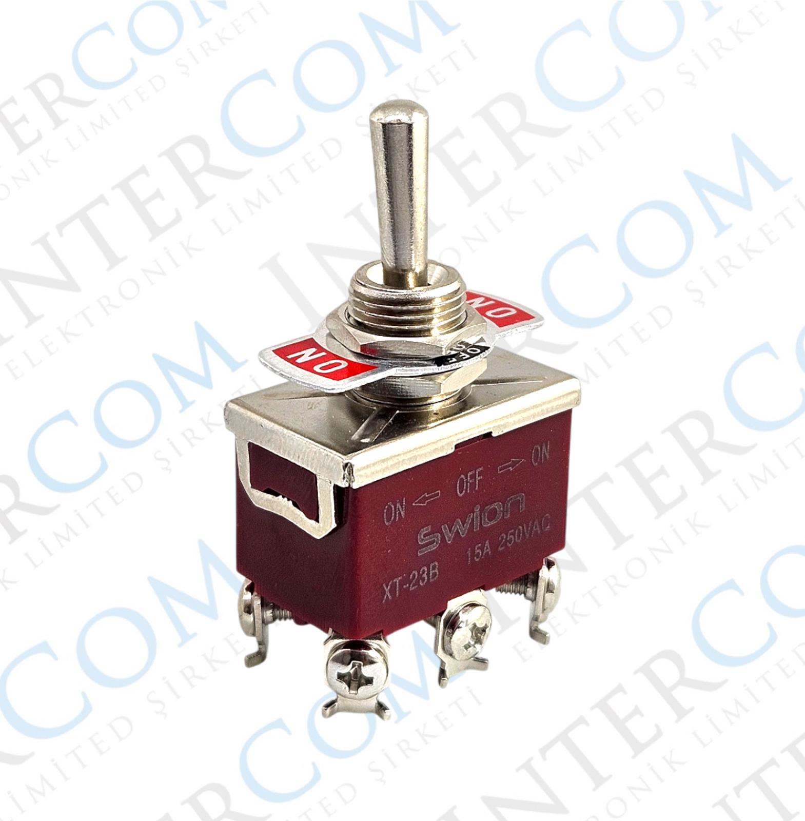 IC-158S SWION Toggle Switch 15AMP 6P ON-OFF-ON Ø12mm XT-23B