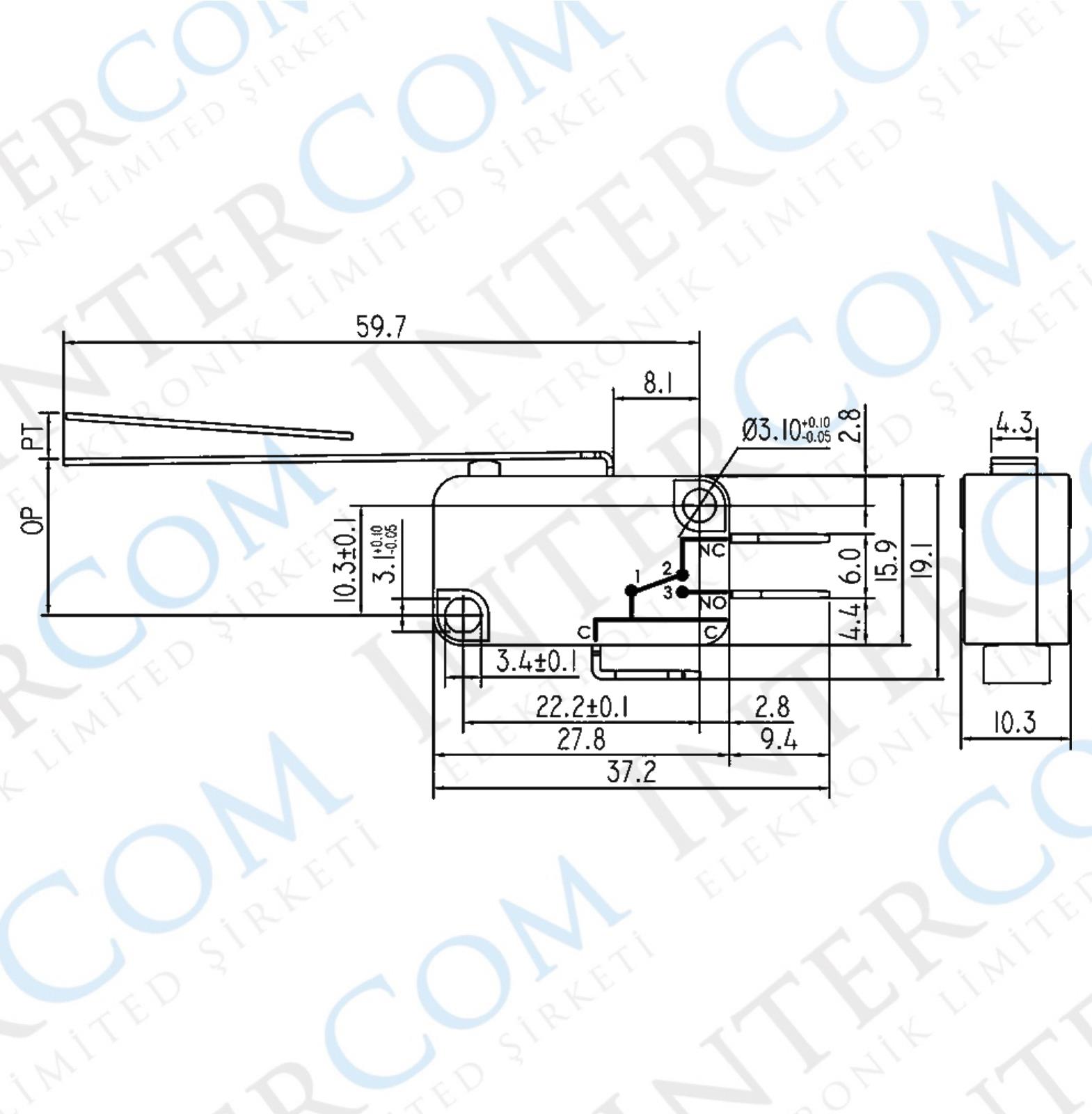 IC-170 Micro Switch Uzun Paletli KW1-103-4