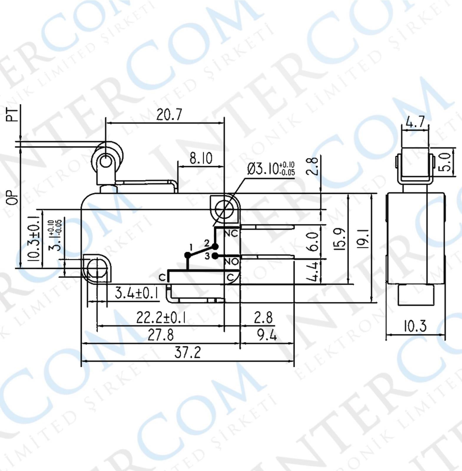IC-172 Micro Switch Kısa Makaralı 3A