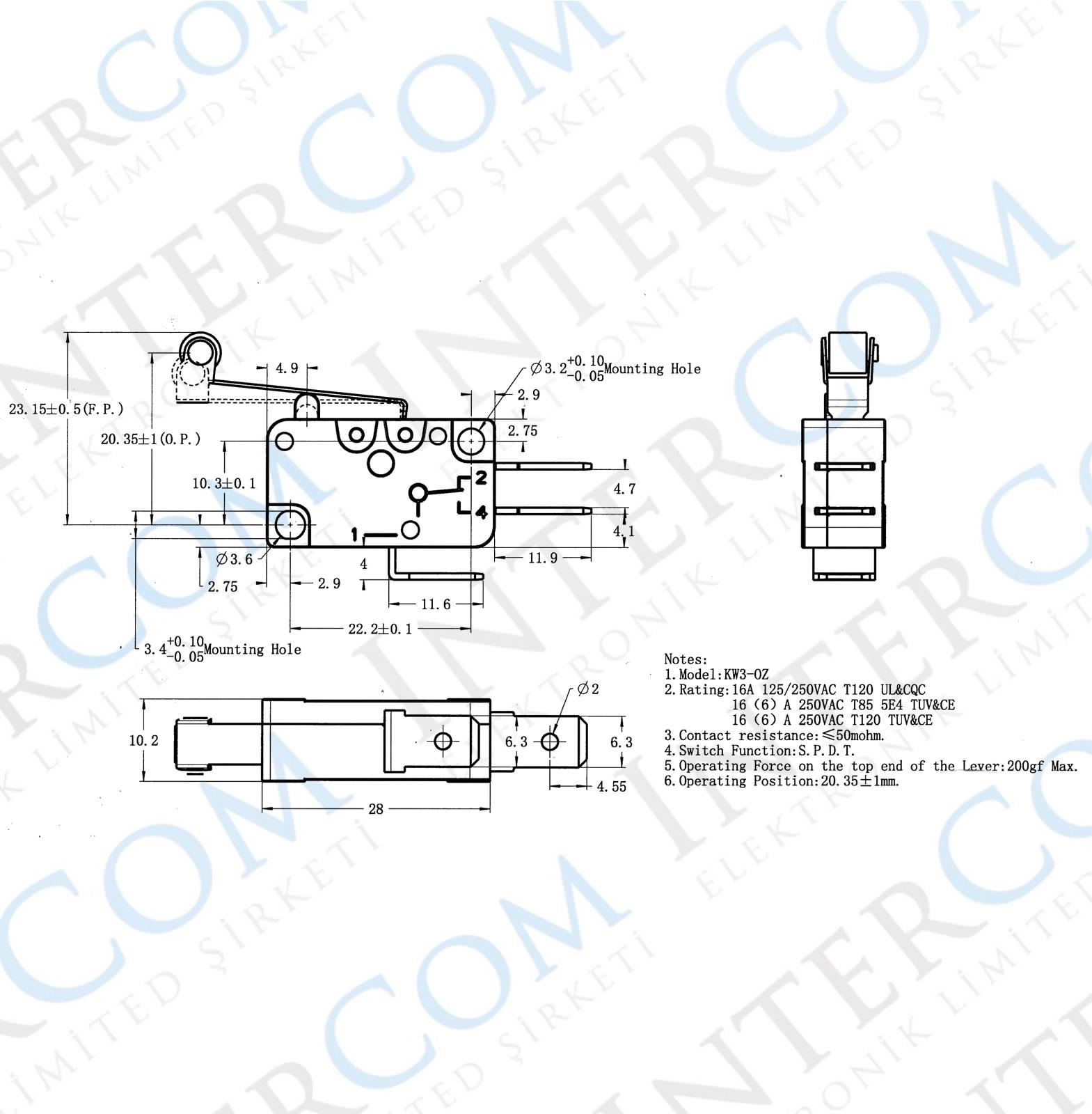 IC-174 Micro Switch Uzun Makara 16A - Ekonomik
