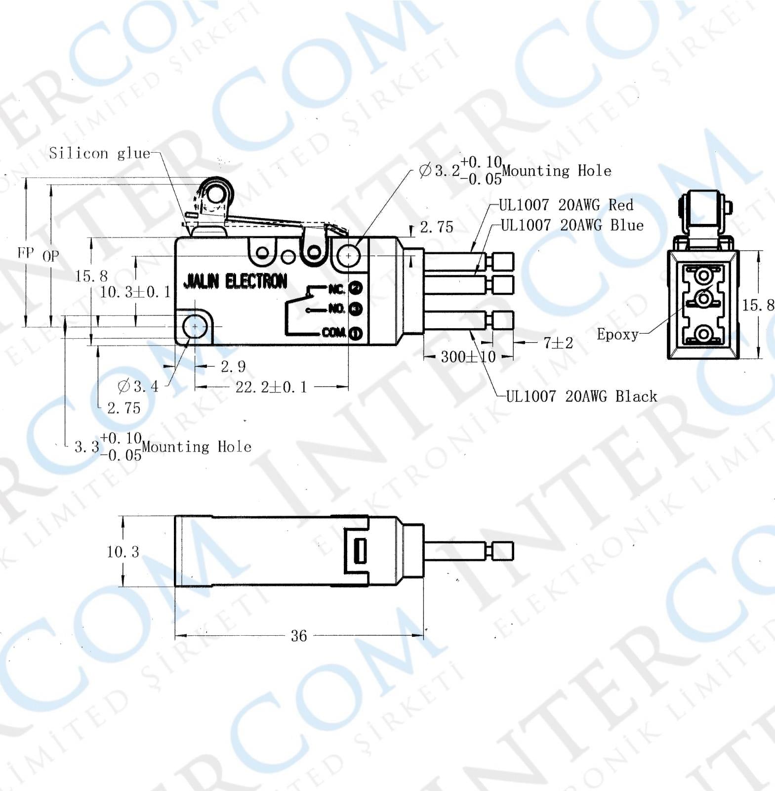 IC-175W Micro Switch Kablolu Su Geçirmez - Kısa Makara16A