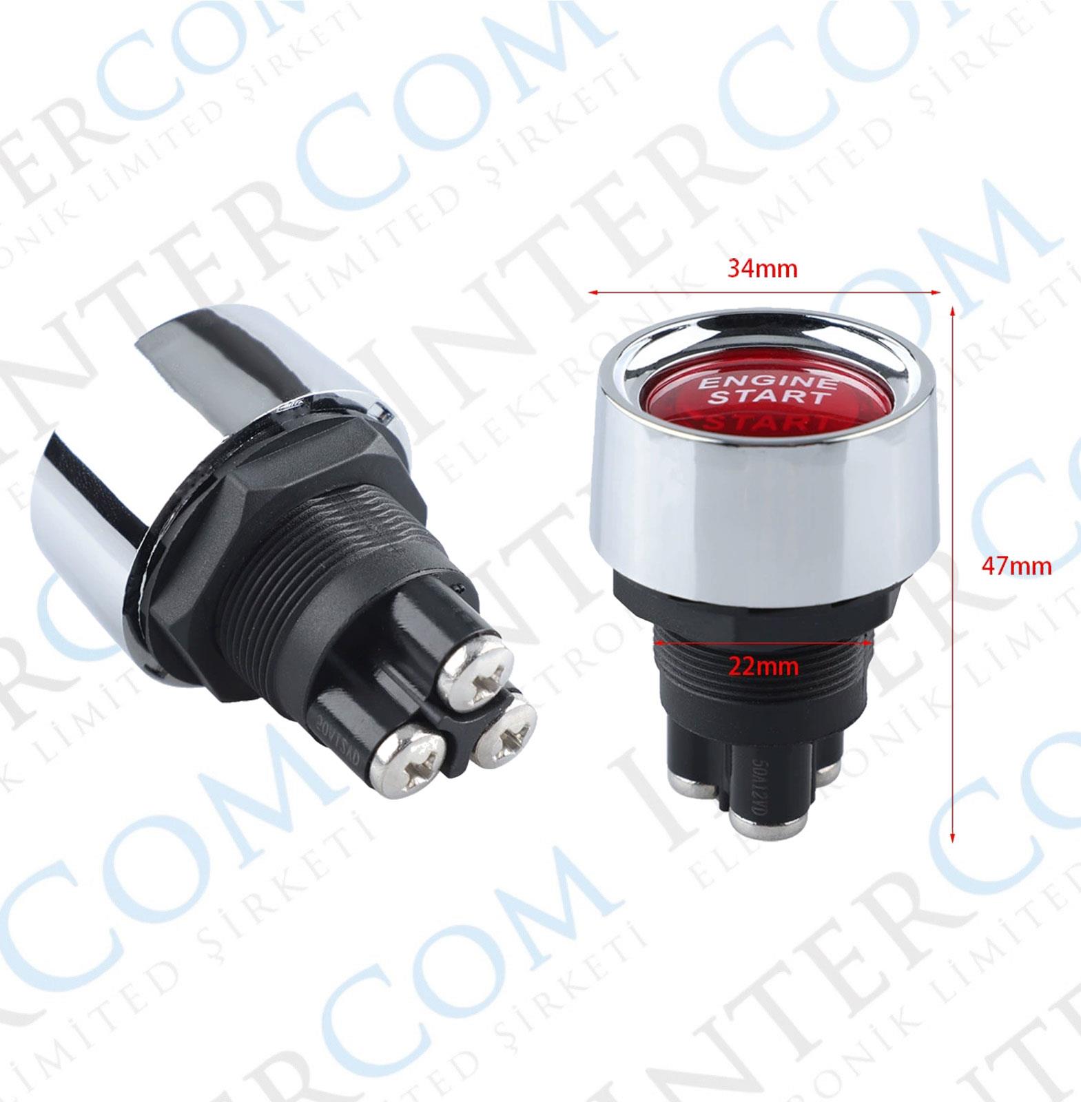 IC-180A-2 ATEŞLEME BUTONU 3P KIRMIZI IŞIKLI