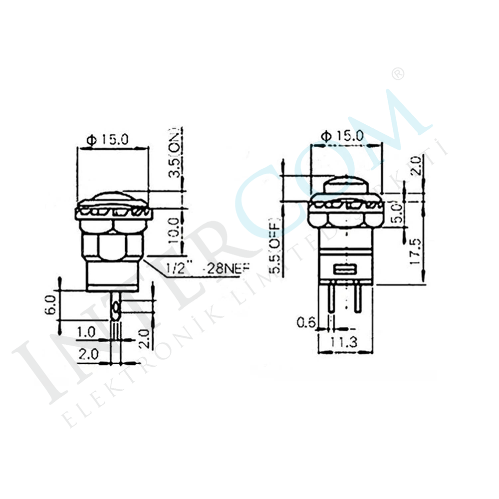 IC-185D BUTON PLASTİK KALICILI 12MM 2P