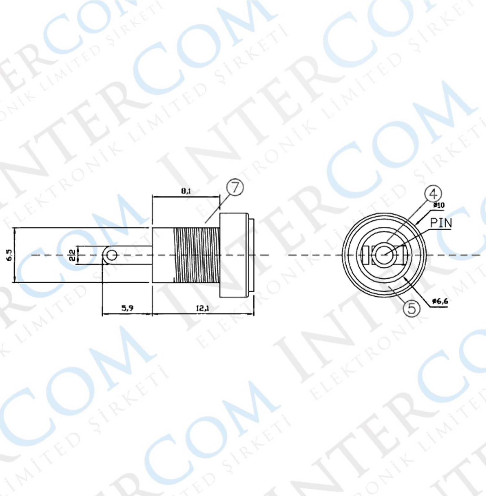 IC-258B Jak DC 2.1mm Korumalı Ø8mm