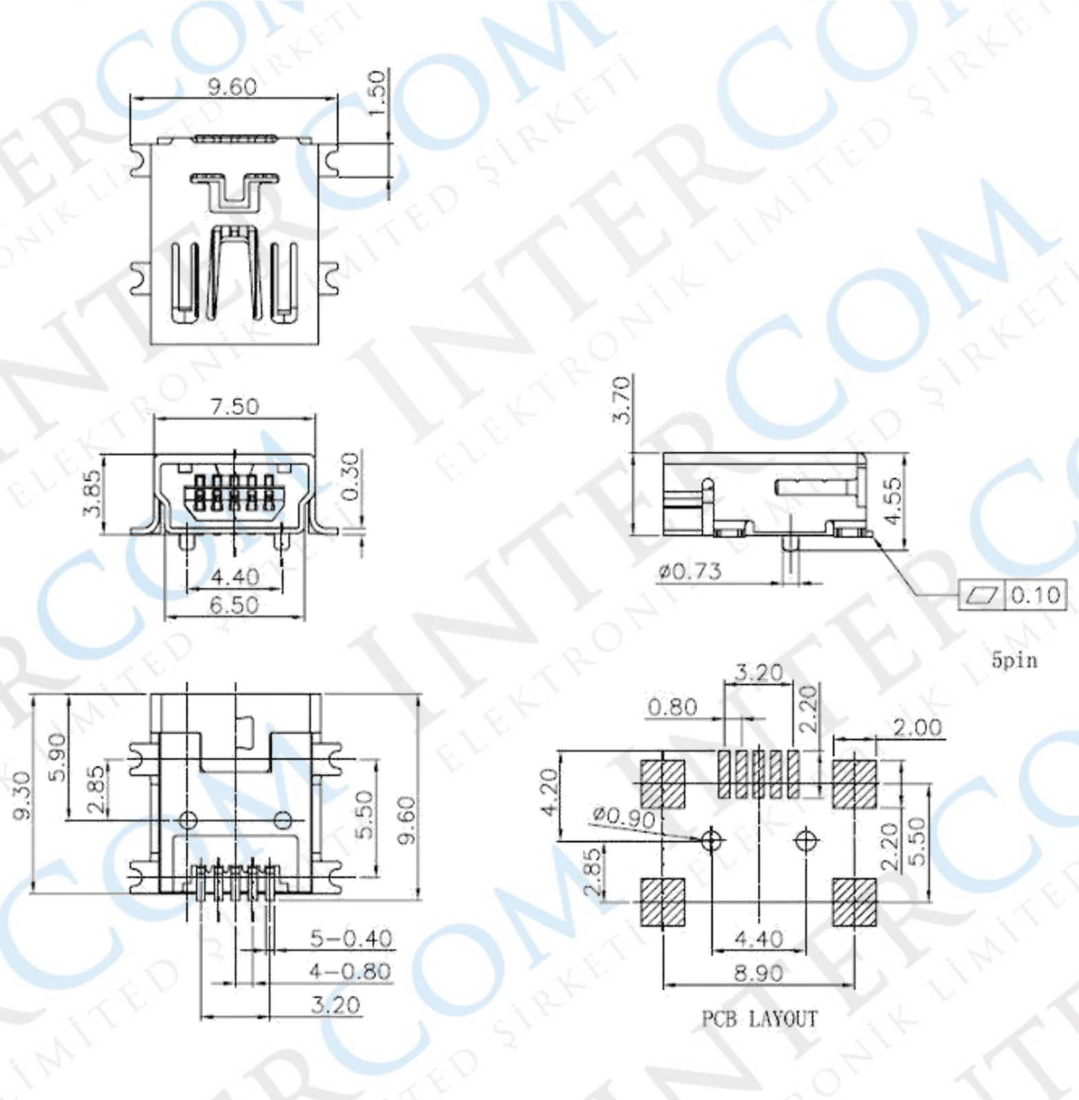 IC-266 USB Şase 5 Pin Mini