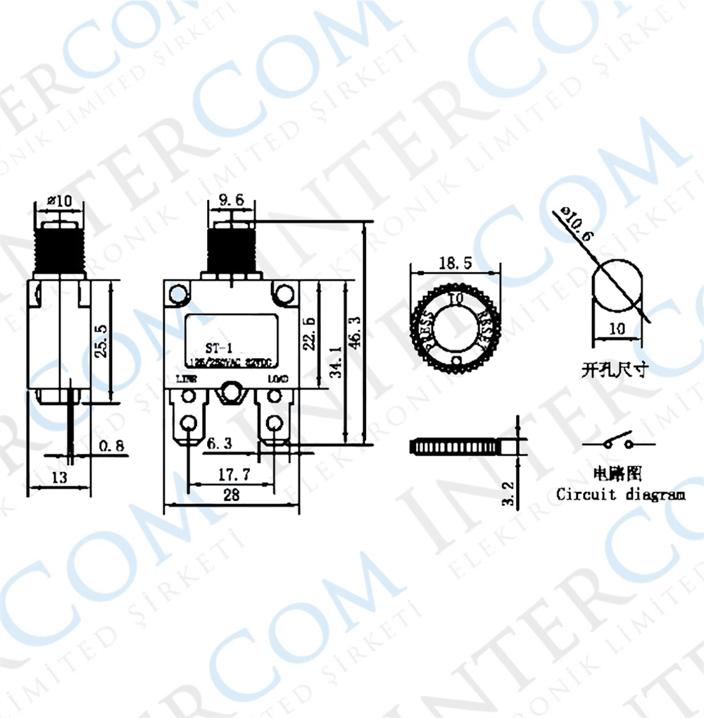 IC-271S ST Serisi Termik Sigorta 125/250VAC 32VDC