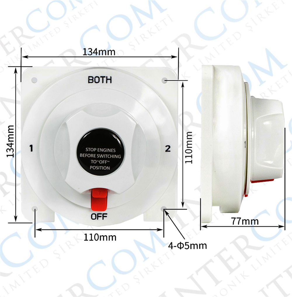 IC-275B AKÜ ŞALTERİ 175A 3P 12-24V 1+2 ÇİFT DEVRELİ 133MM
