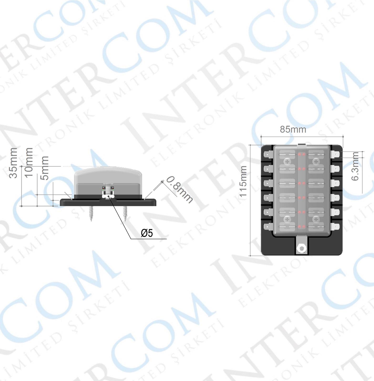 IC-276A-12 SİGORTA KUTUSU 12'Lİ İKAZ IŞIKLI