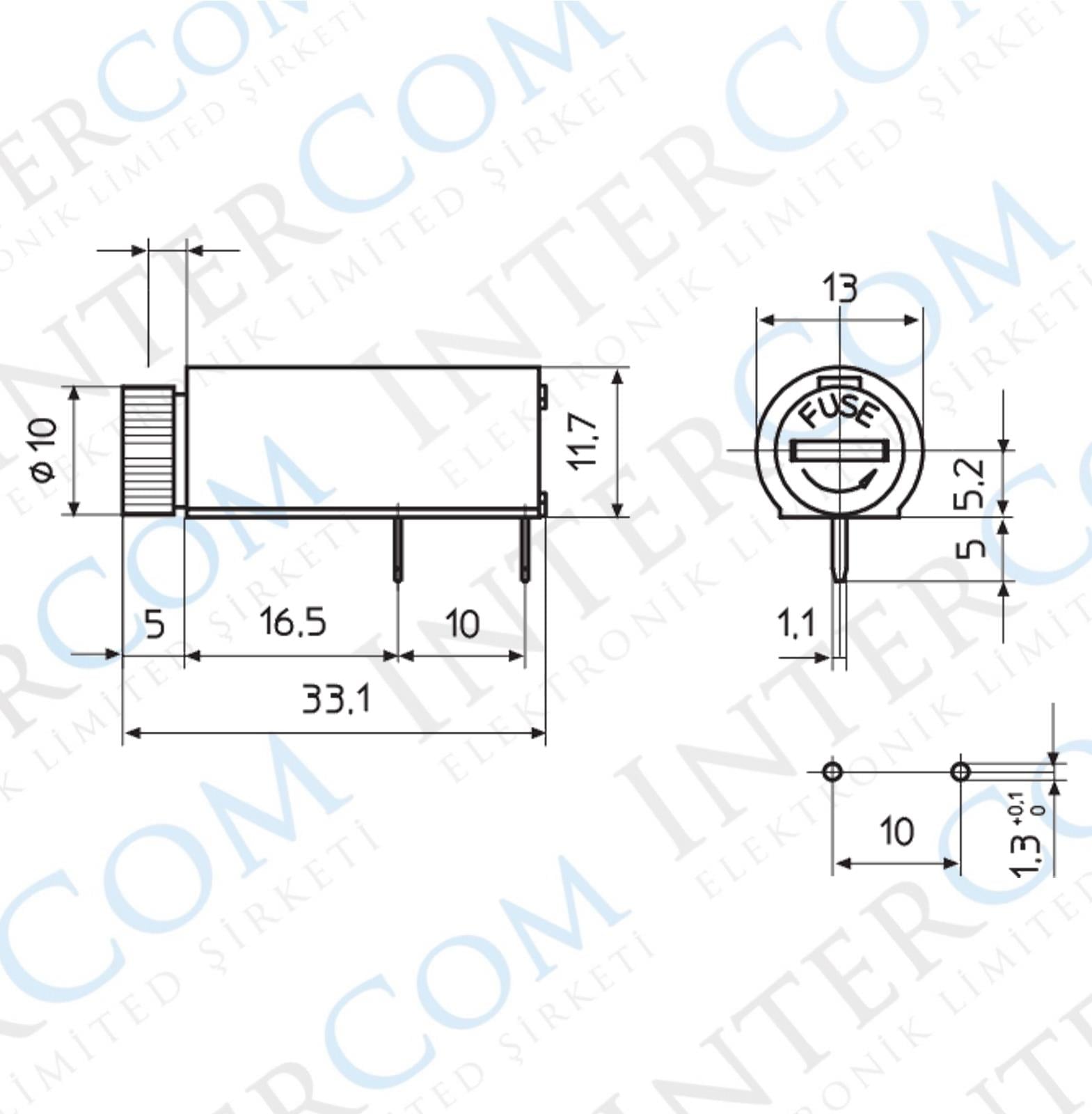 IC-235B Sigorta Yuvası 5x20mm PCB