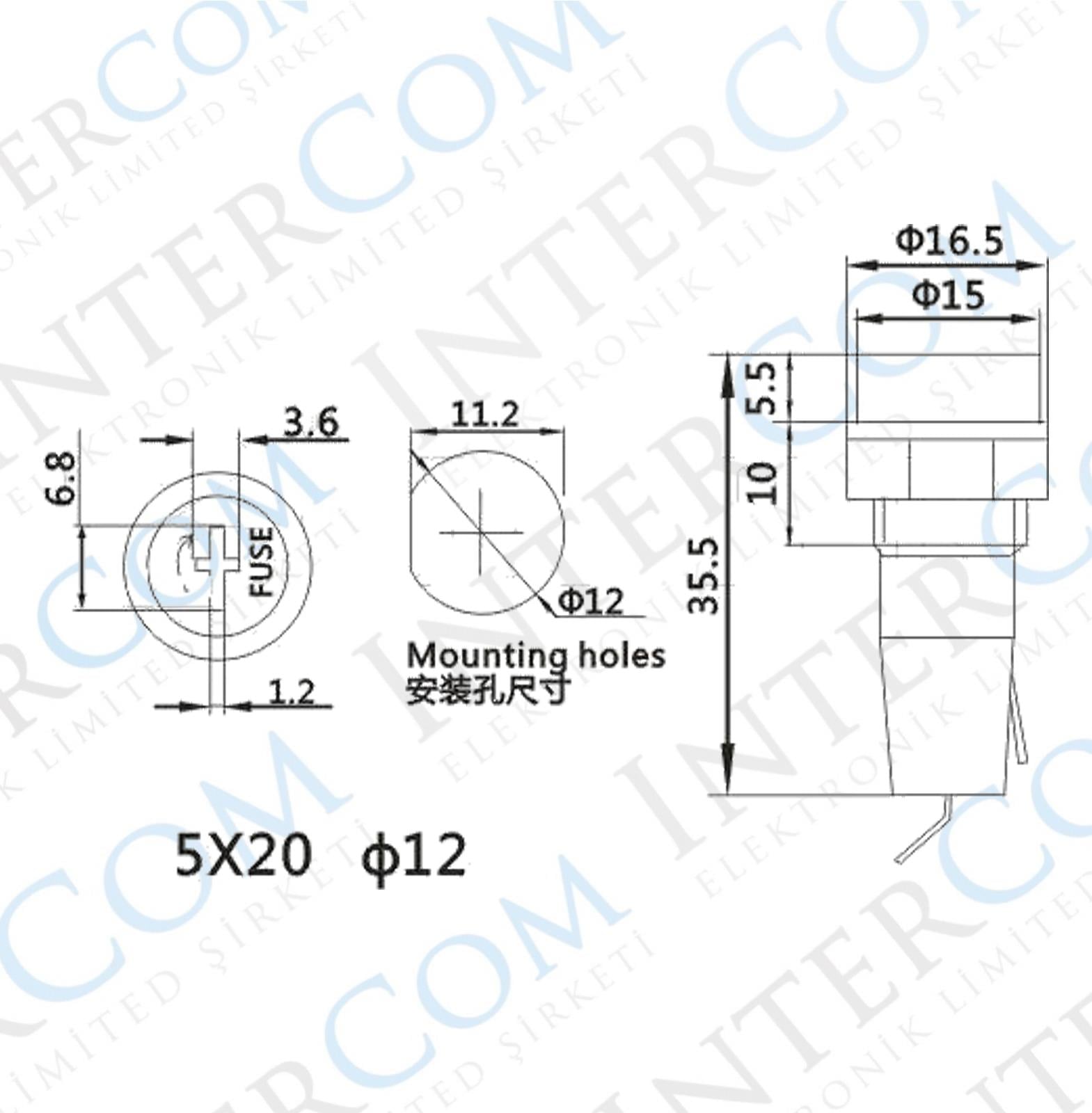 IC-235C Sigorta Yuvası Tornavida Uçlu 5X20