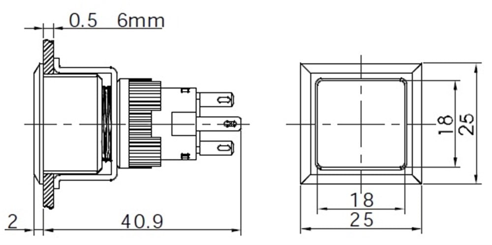 LAS1-AWF-11Z 21x21 Plastik Kalıcı Buton 1NO/1NC 5P