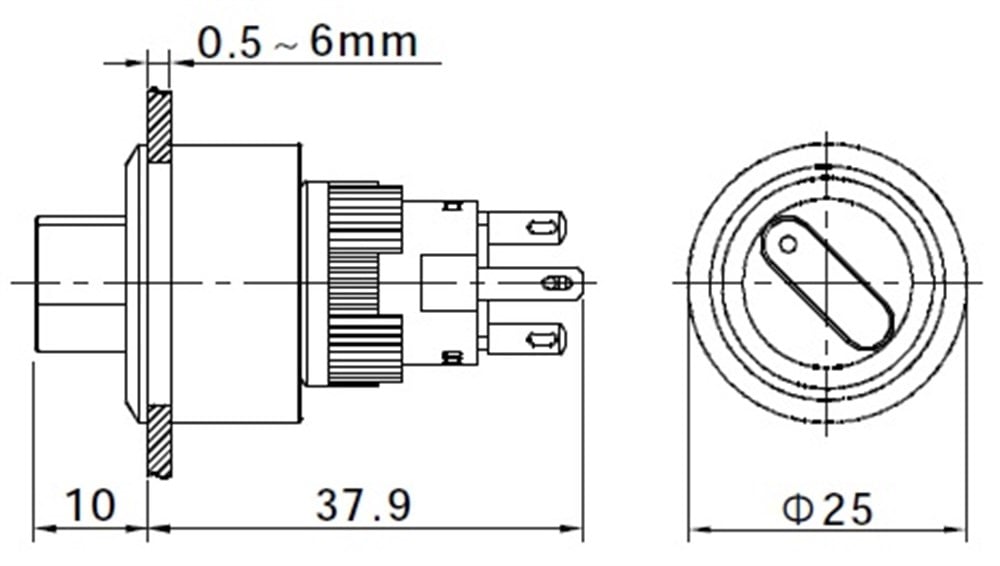 LAS1-AY-22X-31 16mm Mandal Buton ON-OFF-ON 2NO/2NC