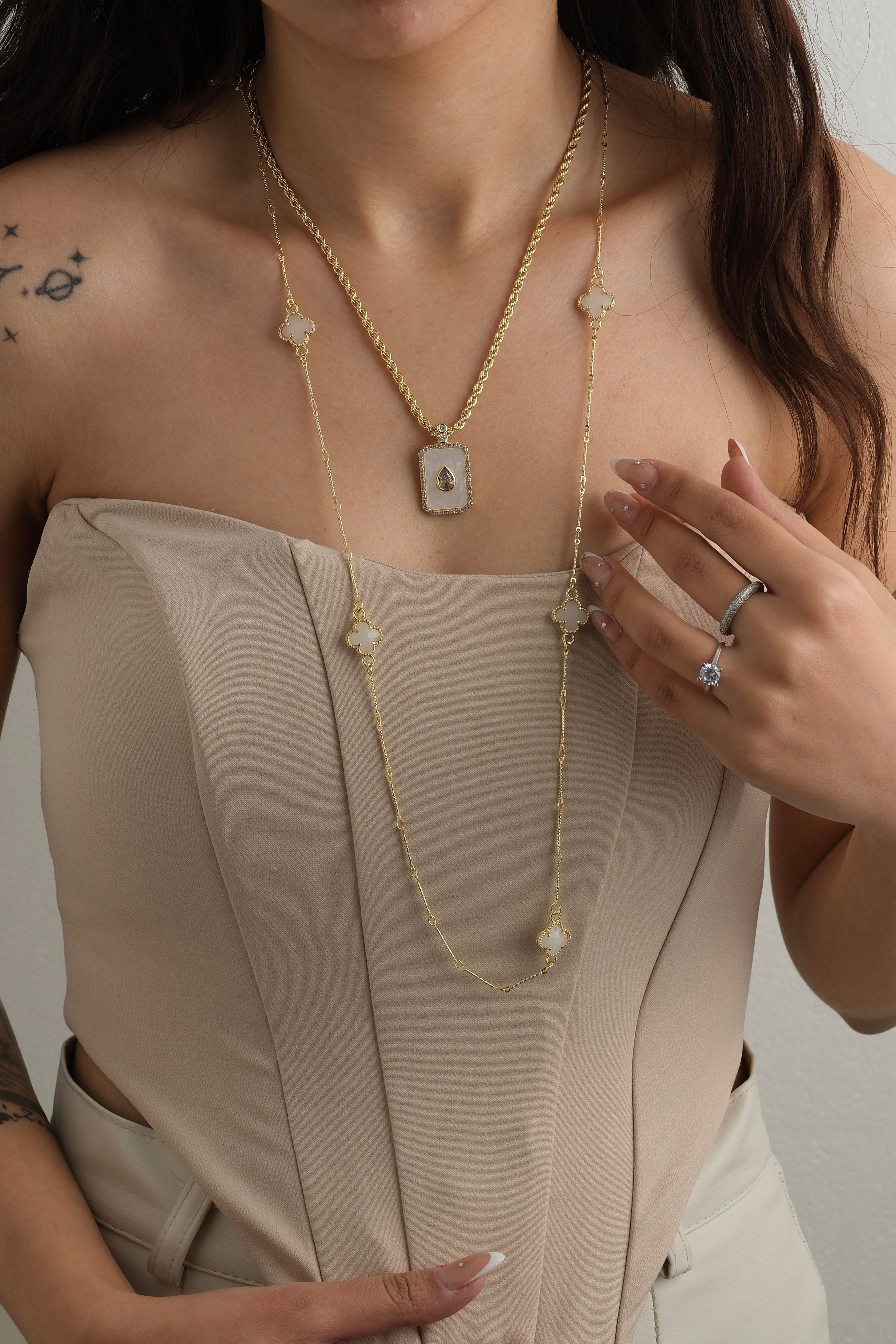 Beyaz Sedefli Kolye Seti