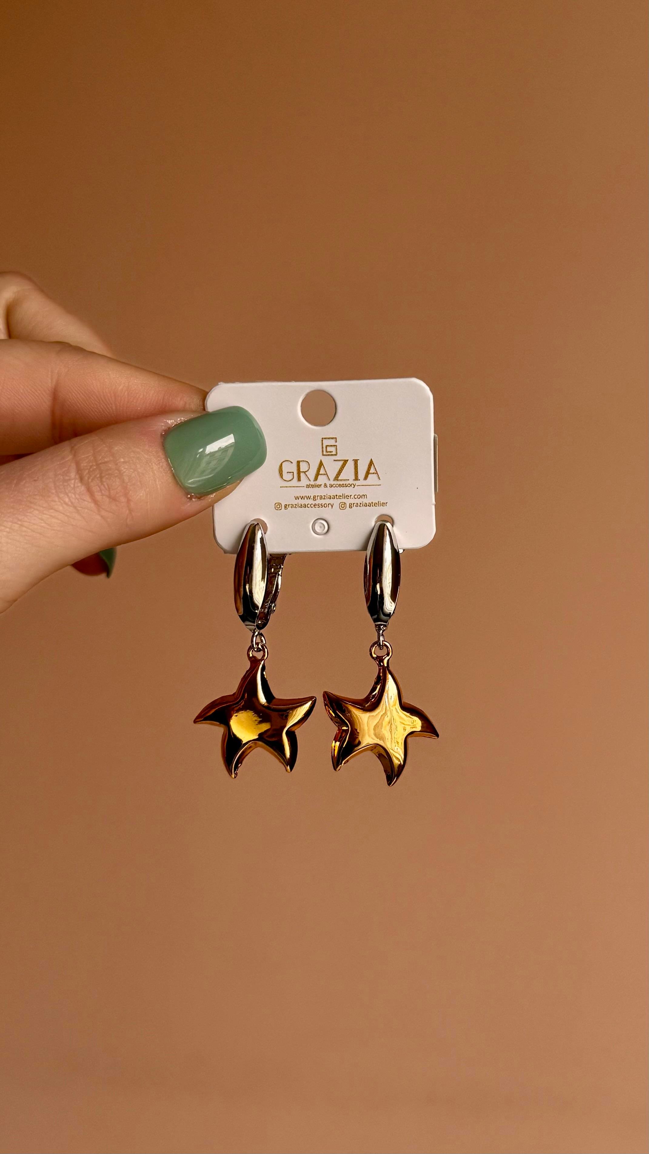 Çift renk yıldız küpe