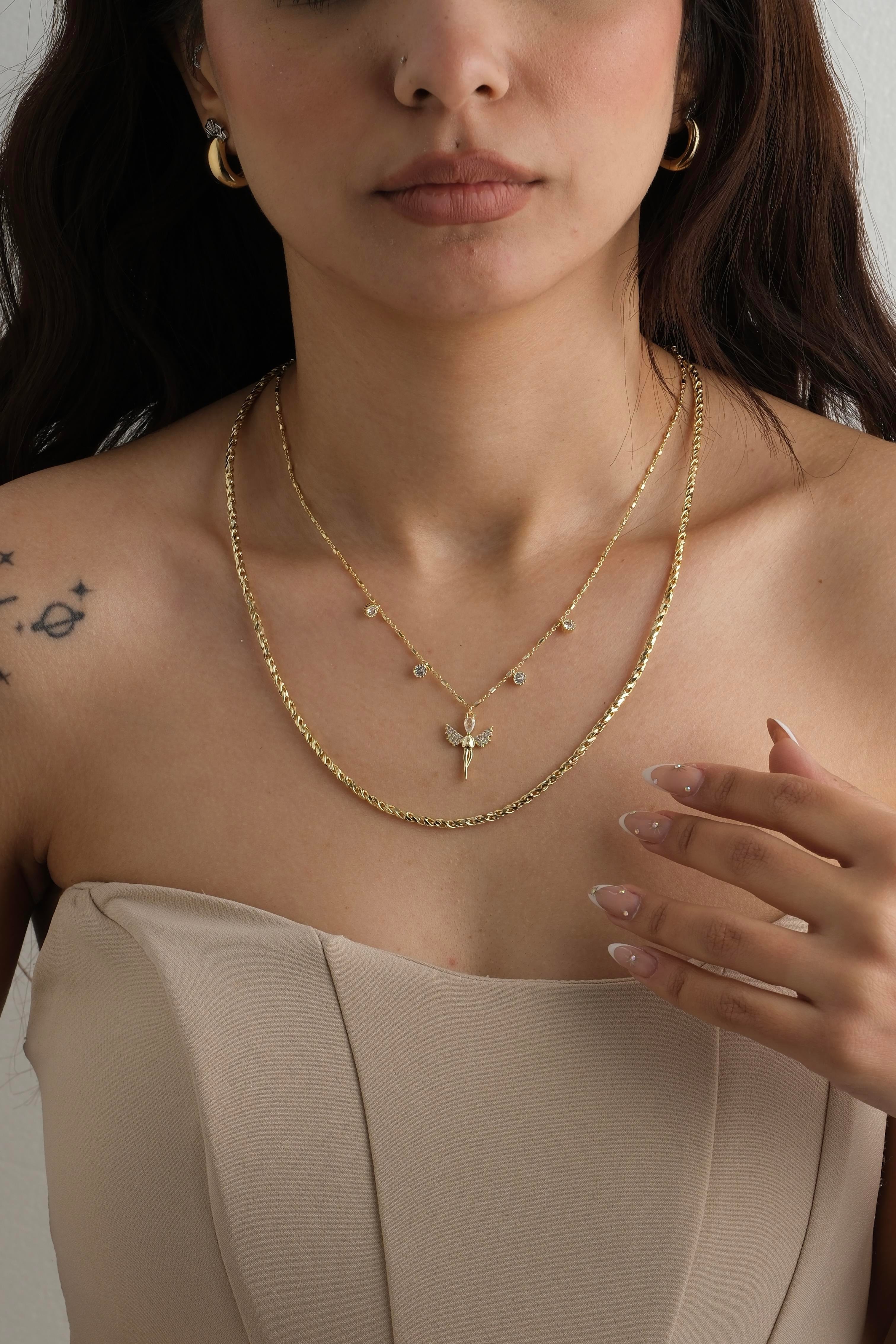 Gold Minimal Melek Kolye Seti