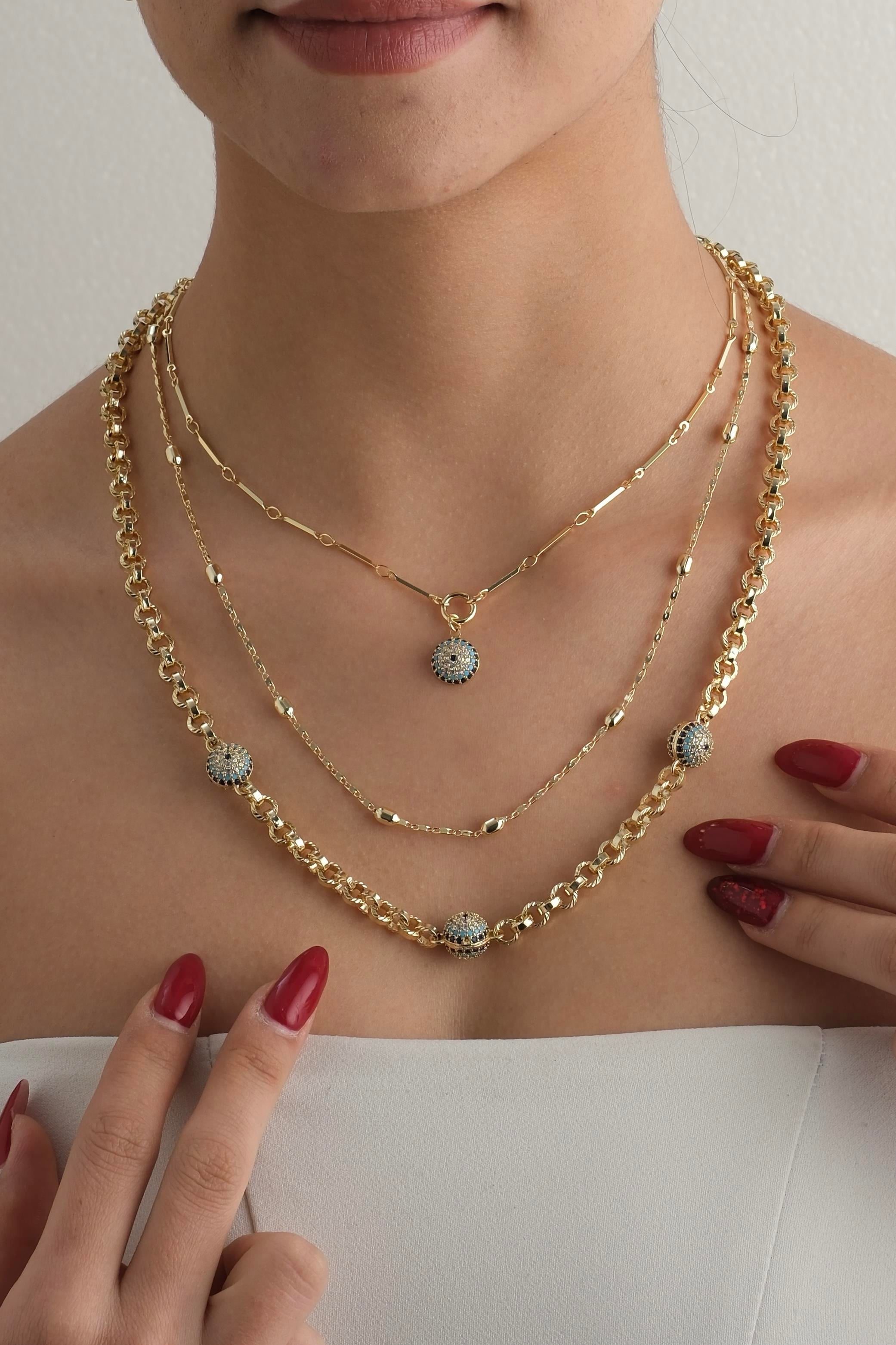 Gold Nazar Kolye Seti