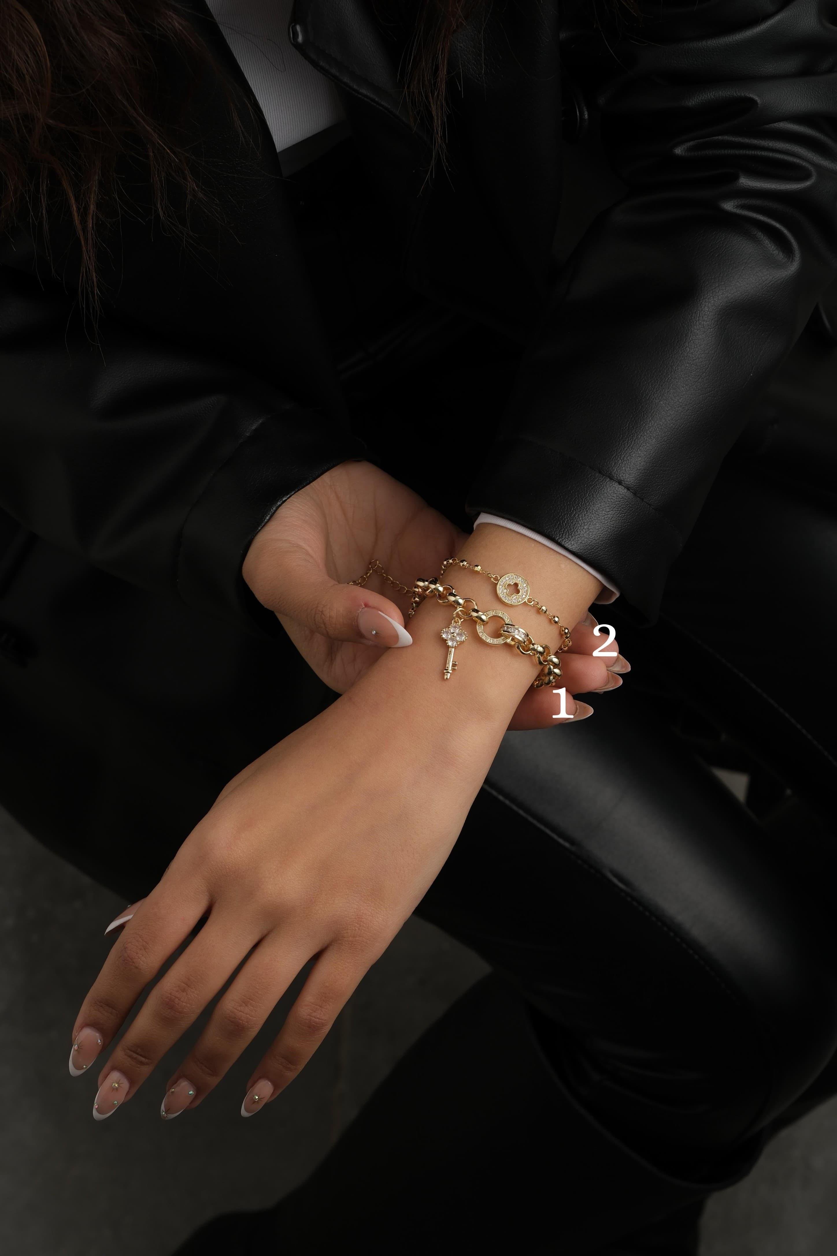 Gold Yonca Bileklik Seti