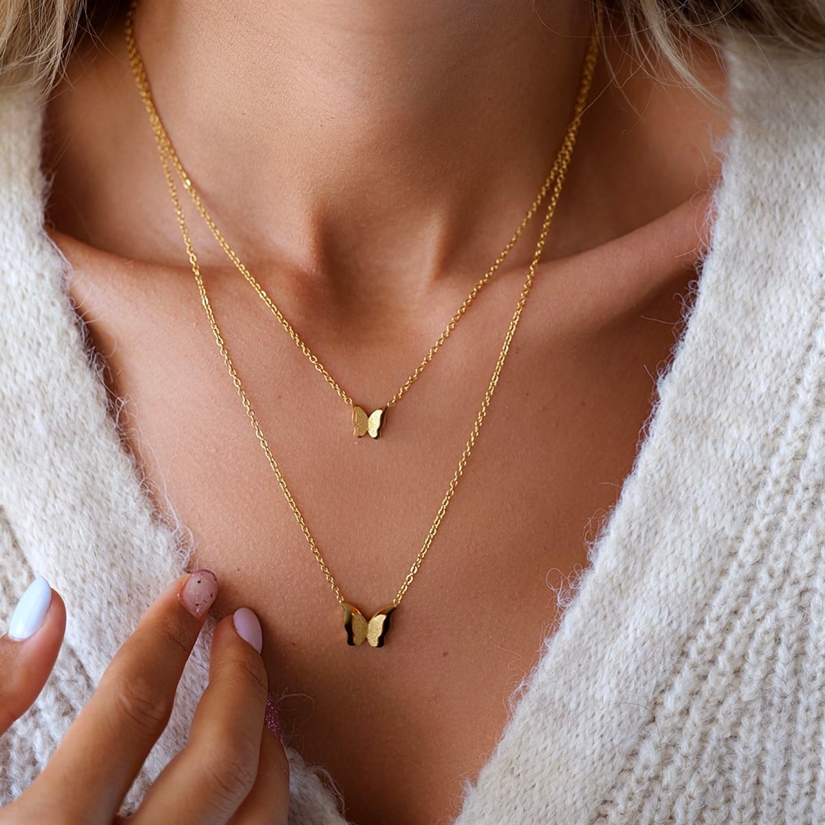 İkili Kelebek Kolye