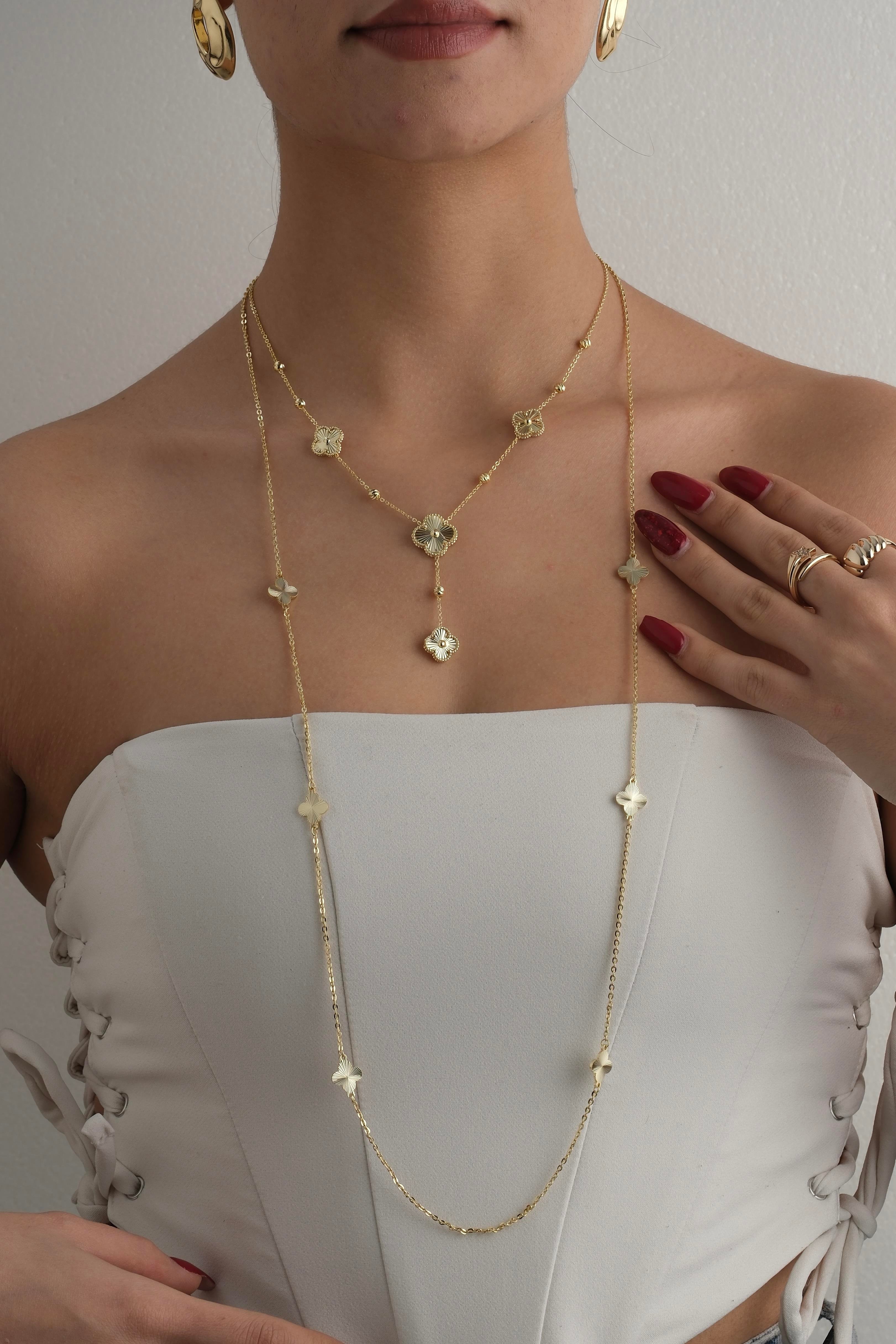 Marka Gold Yonca Kolye Seti