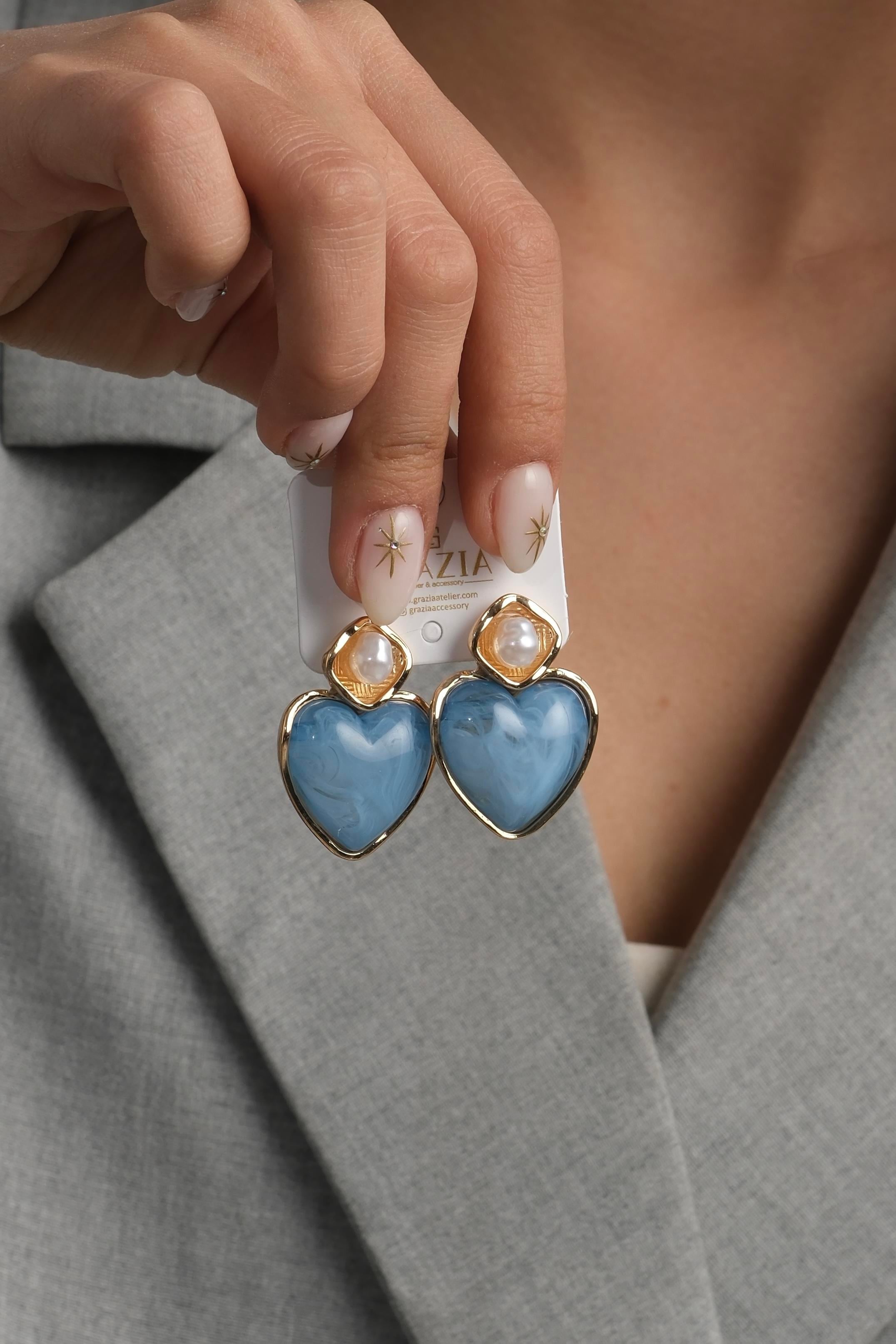 Mavi Kalp Marka Küpe