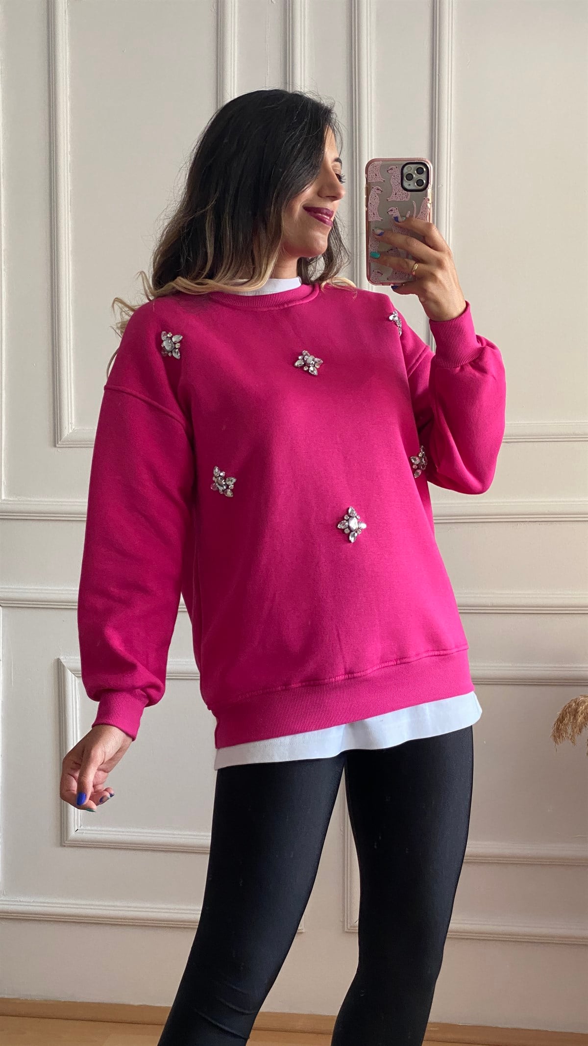Pembe Taşlı Sweat