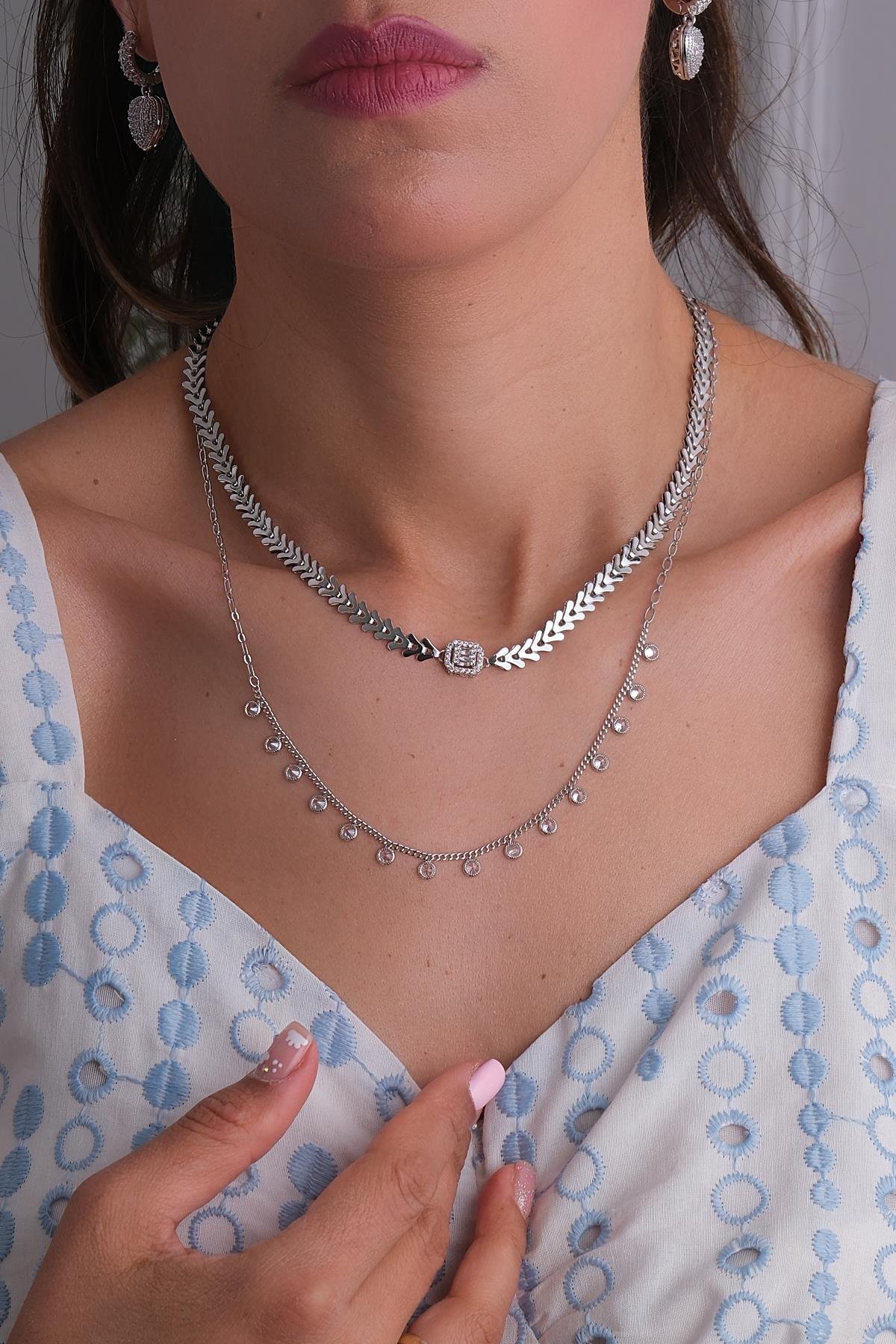 Silver Baget Kolye Kombini