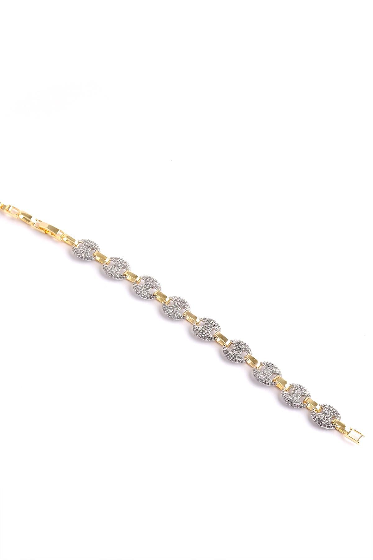 Silver Gold Zirkon Düğme Model Kolye