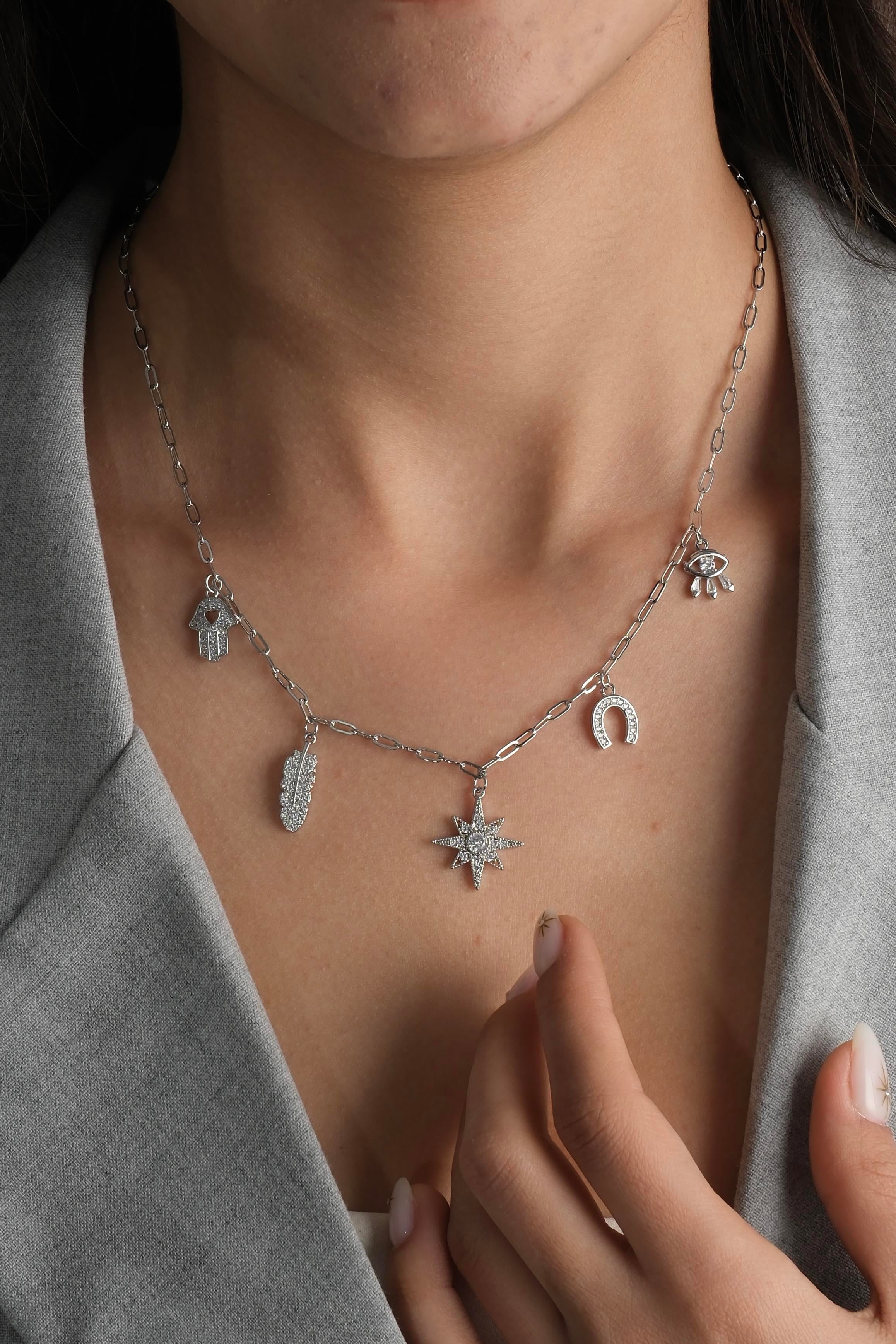 Silver Kutup Yıldızı Minimal Charmlı Kolye