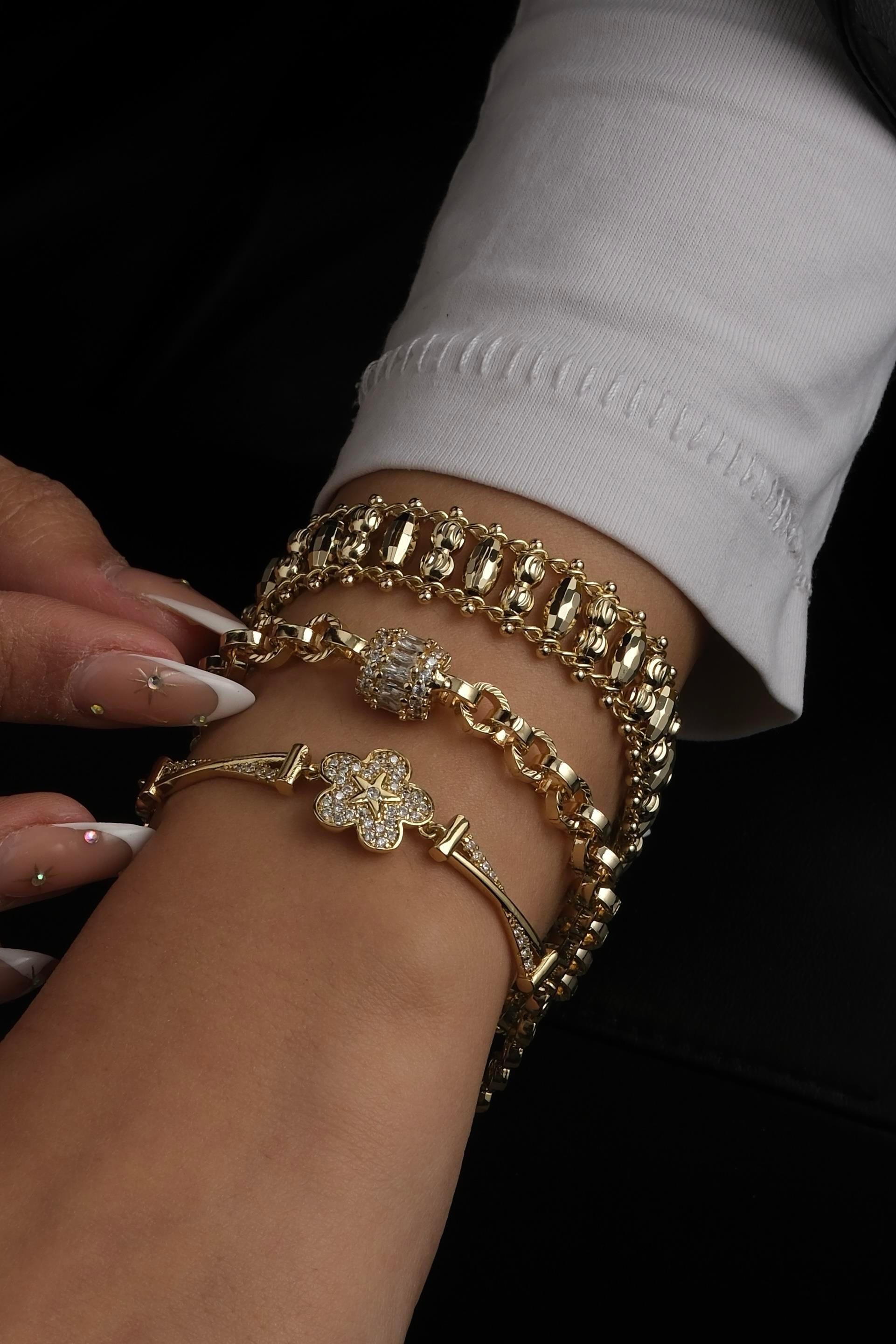 Zirkon Çiçek Bileklik Seti