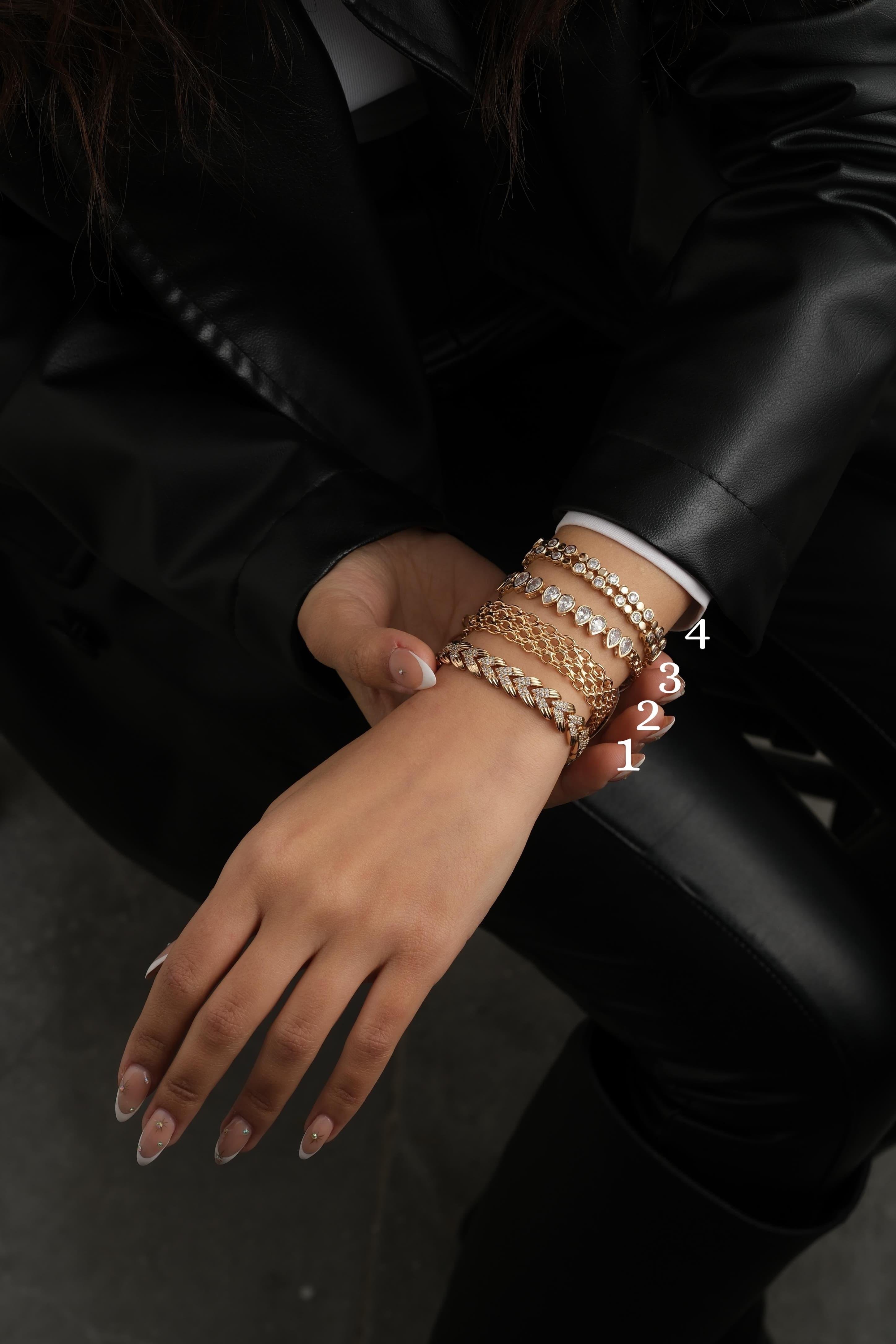 Zirkon Örgü Model Bileklik Seti