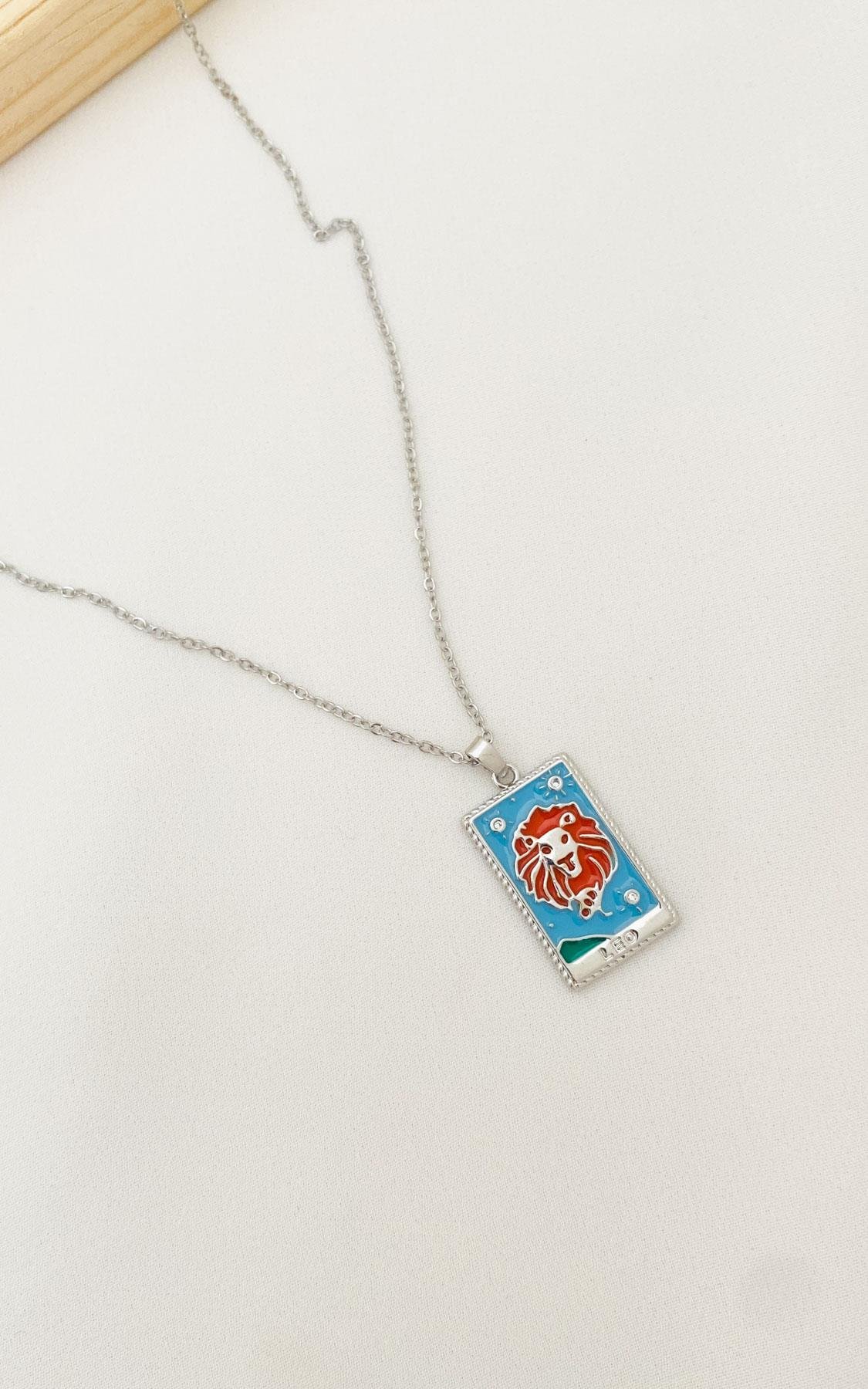 Aslan Burç Gümüş Çelik Kolye