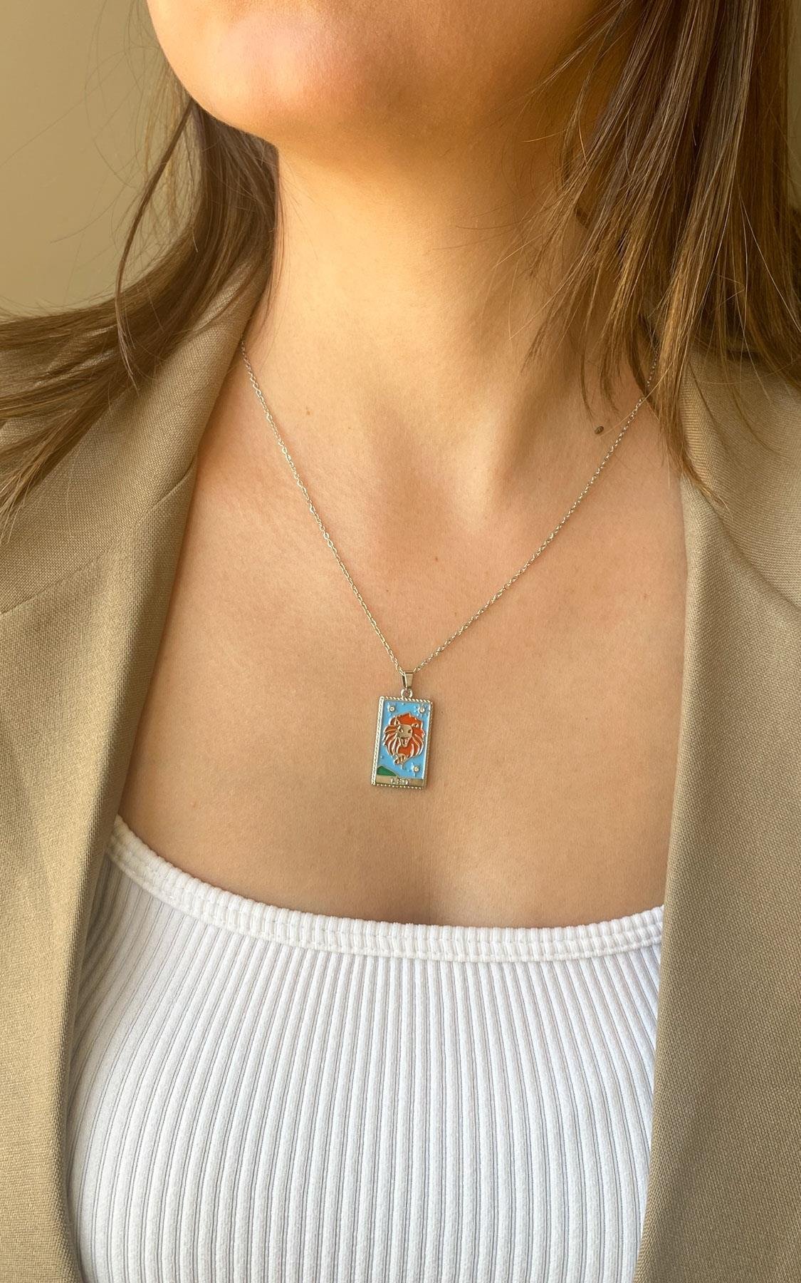 Aslan Burç Gümüş Çelik Kolye