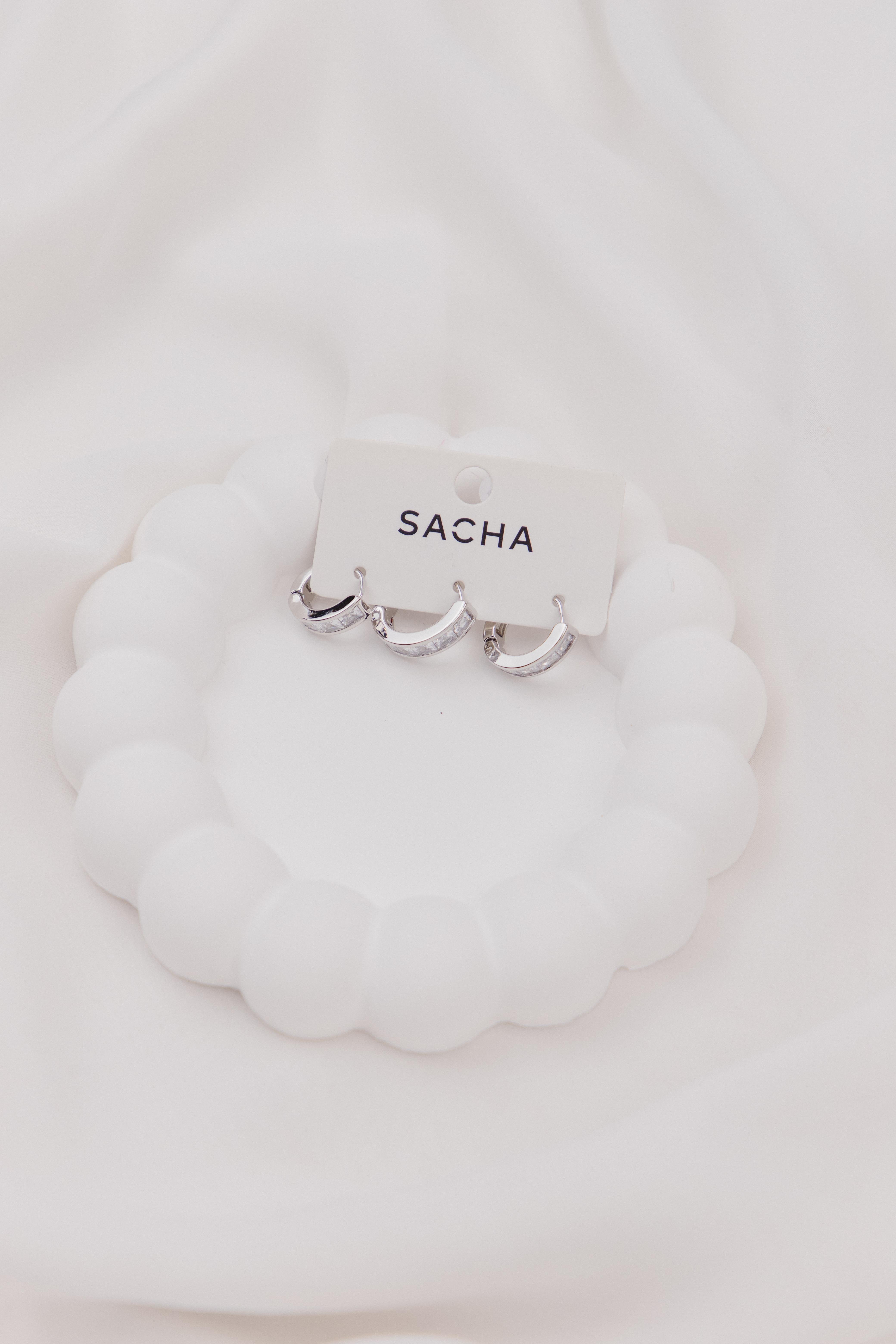 Baget Taşlı Gümüş Halka Küpe