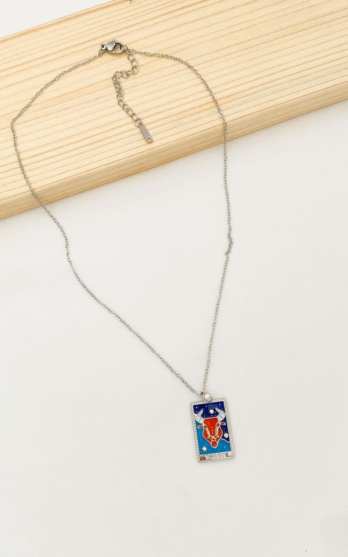 Boğa Burç Gümüş Çelik Kolye