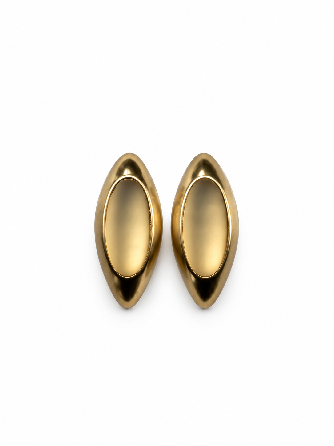 Bombeli Oval Mat Gold Küpe