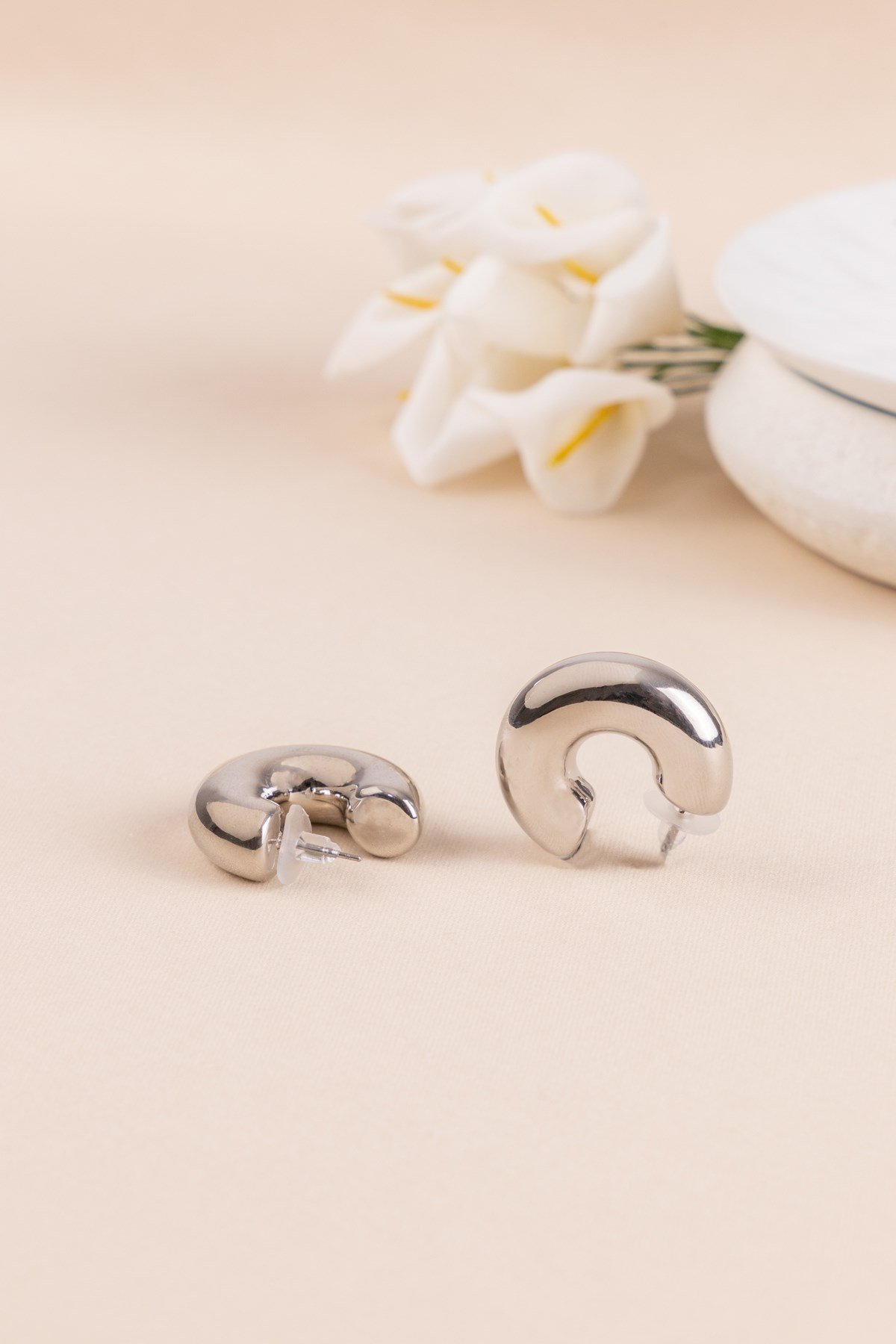 Boru Gümüş Halka Küpe