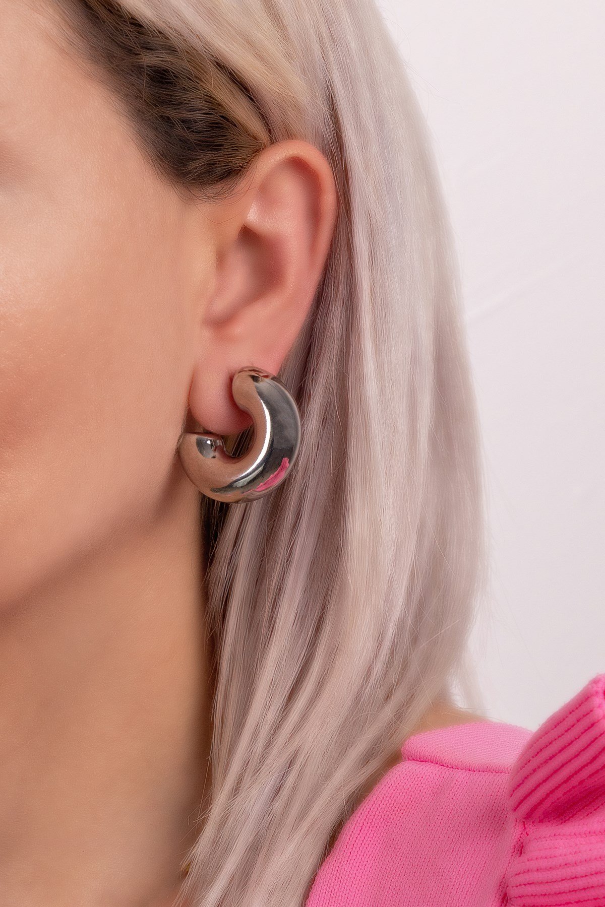 Boru Gümüş Halka Küpe