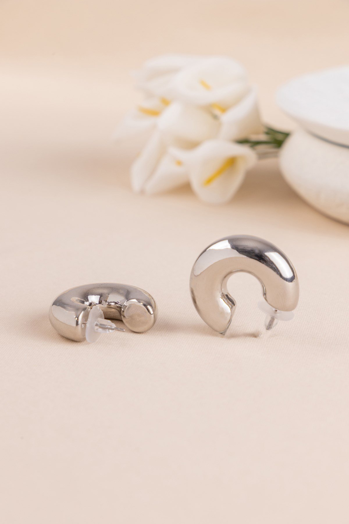 Boru Gümüş Halka Küpe