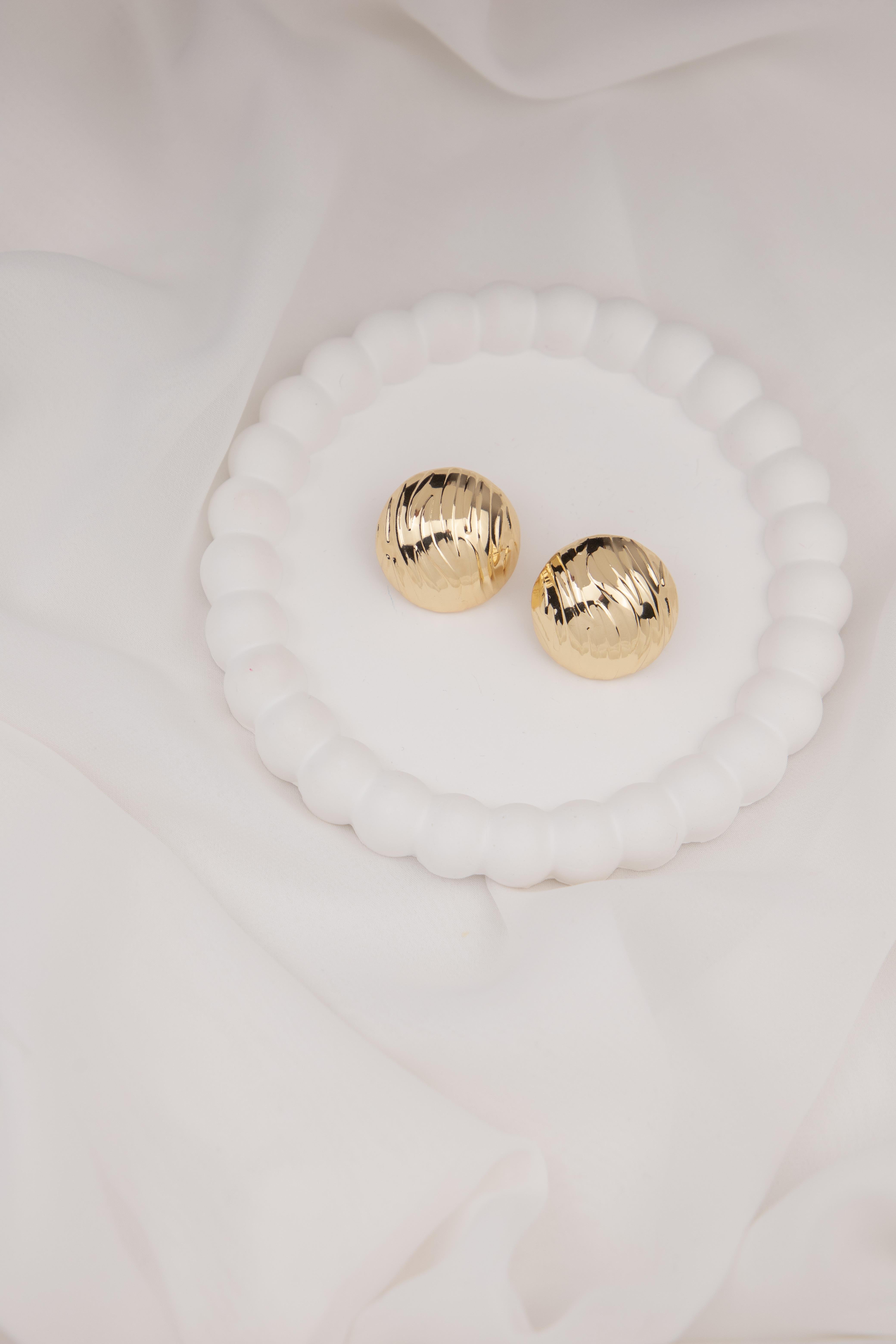 Daire Desenli Gold Küpe