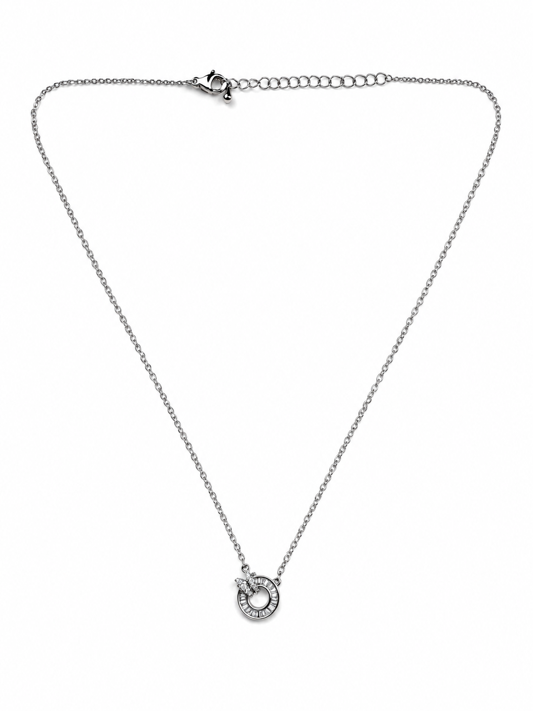 Daire Formlu Baget Taşlı Silver Kolye