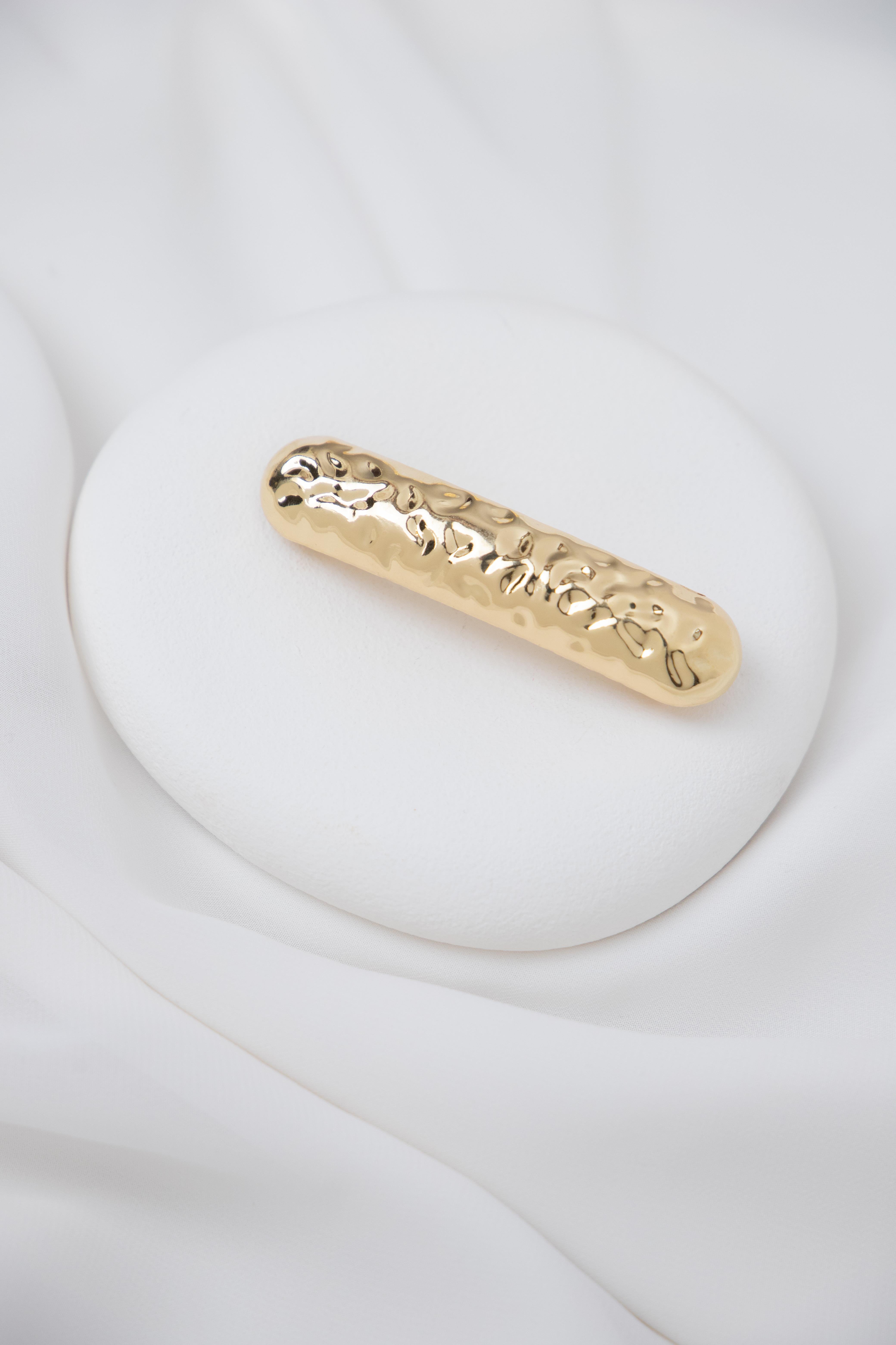 Dokulu Çubuk Plaka Gold Klipsli Toka