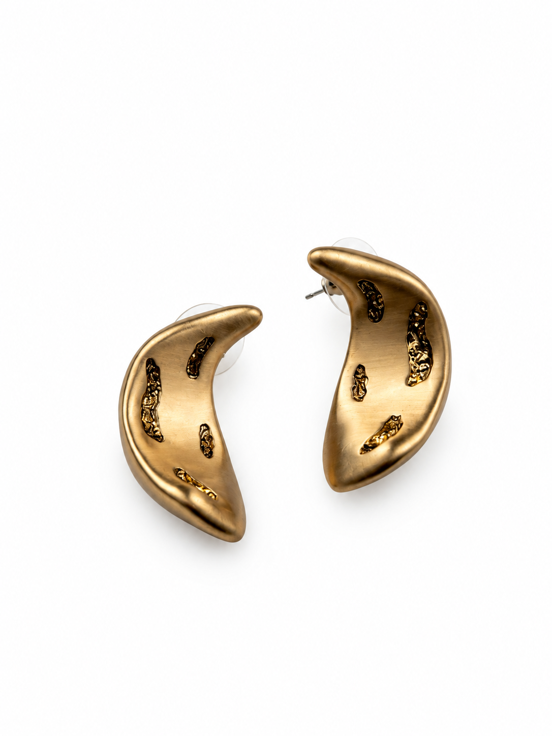 Dokulu Damla Formlu Gold Küpe