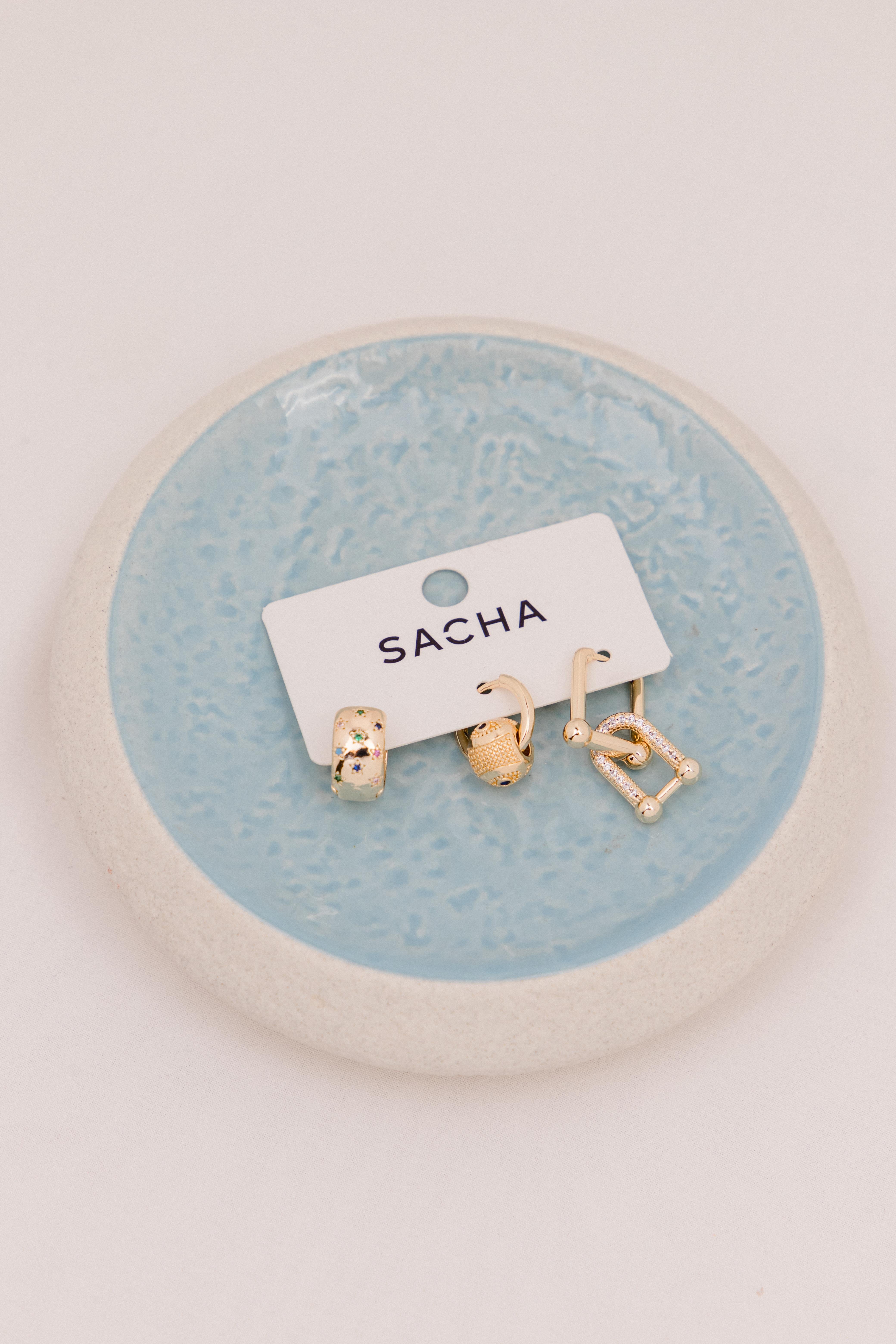 Figürlü Gold Set Küpe